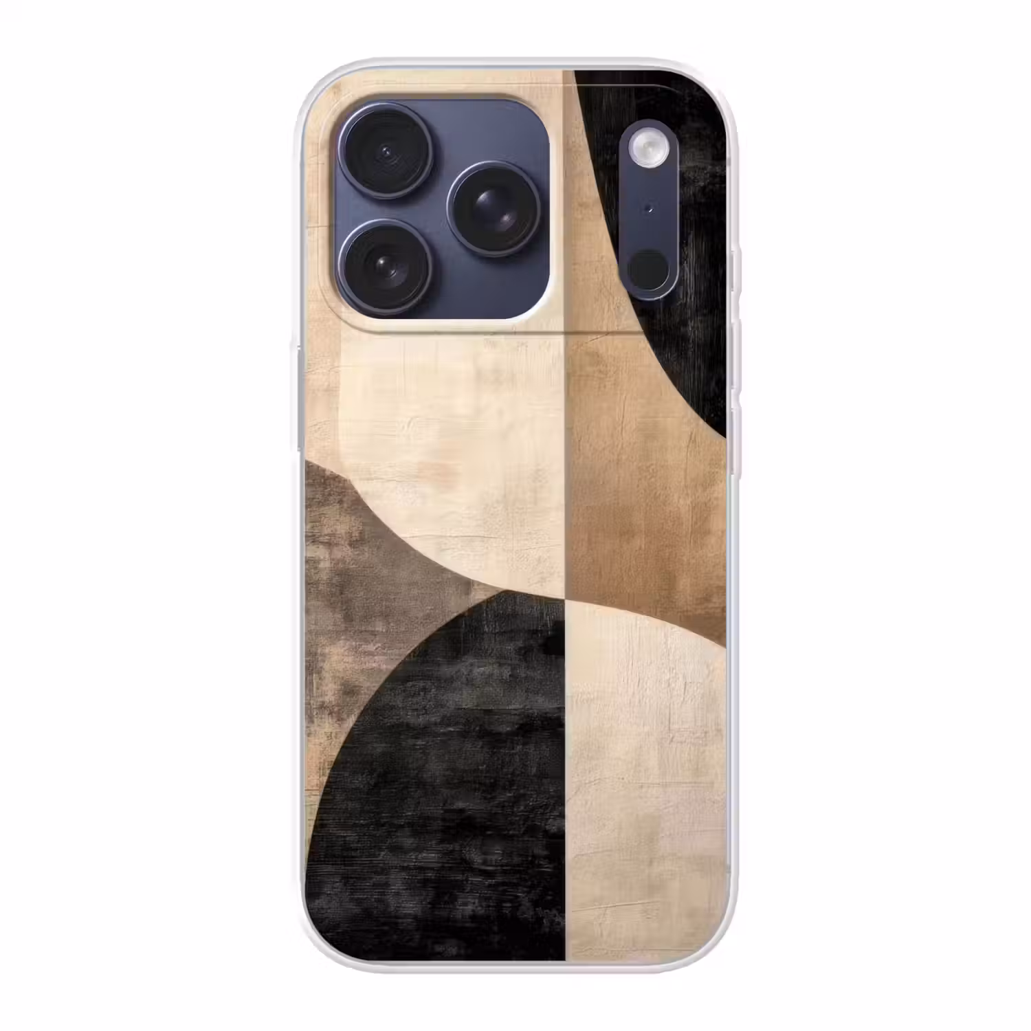 Abstract - Vlakken - Zwart - Rond Telefoonhoesje iPhone 17 Pro klein -3d