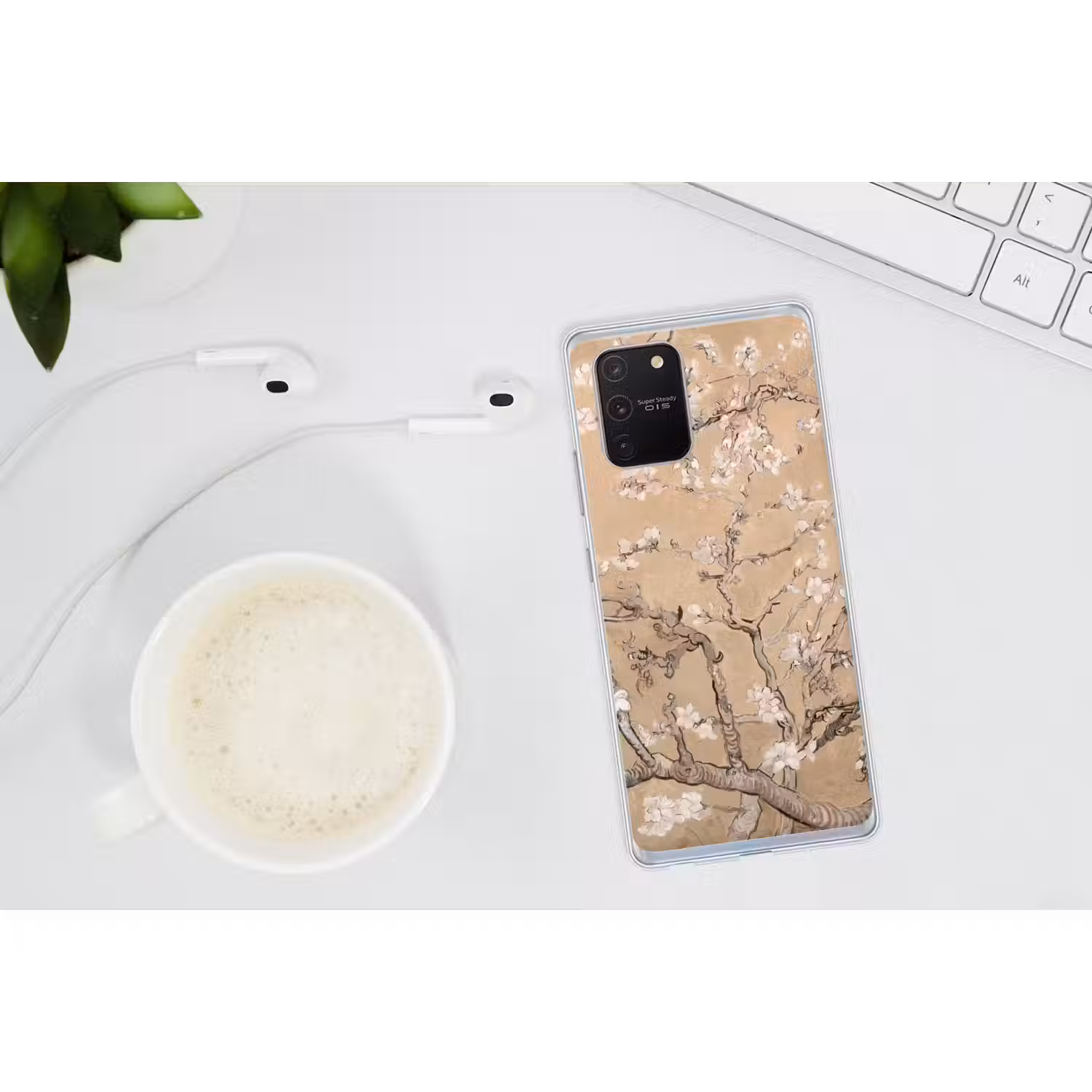 Amandelbloesem - Kunst - Van Gogh - Beige Telefoonhoesje Samsung Galaxy S10 Lite klein -oordopS10Lite