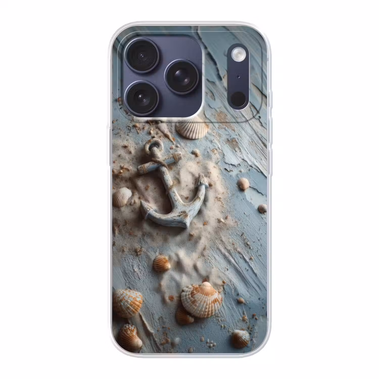 Anker - Hout - Schelpen - Zand Telefoonhoesje iPhone 17 Pro klein -3d
