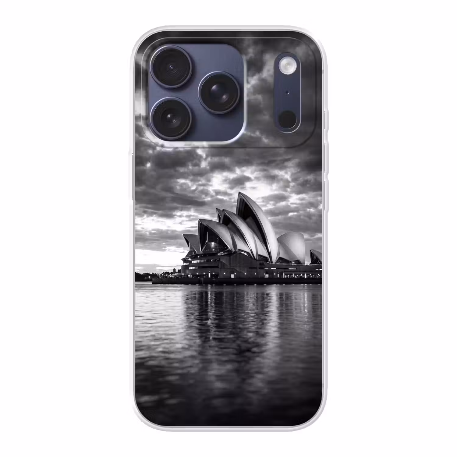 Architectuur - Water - Stad - Modern - Zwart-wit Telefoonhoesje iPhone 17 Pro klein -3d