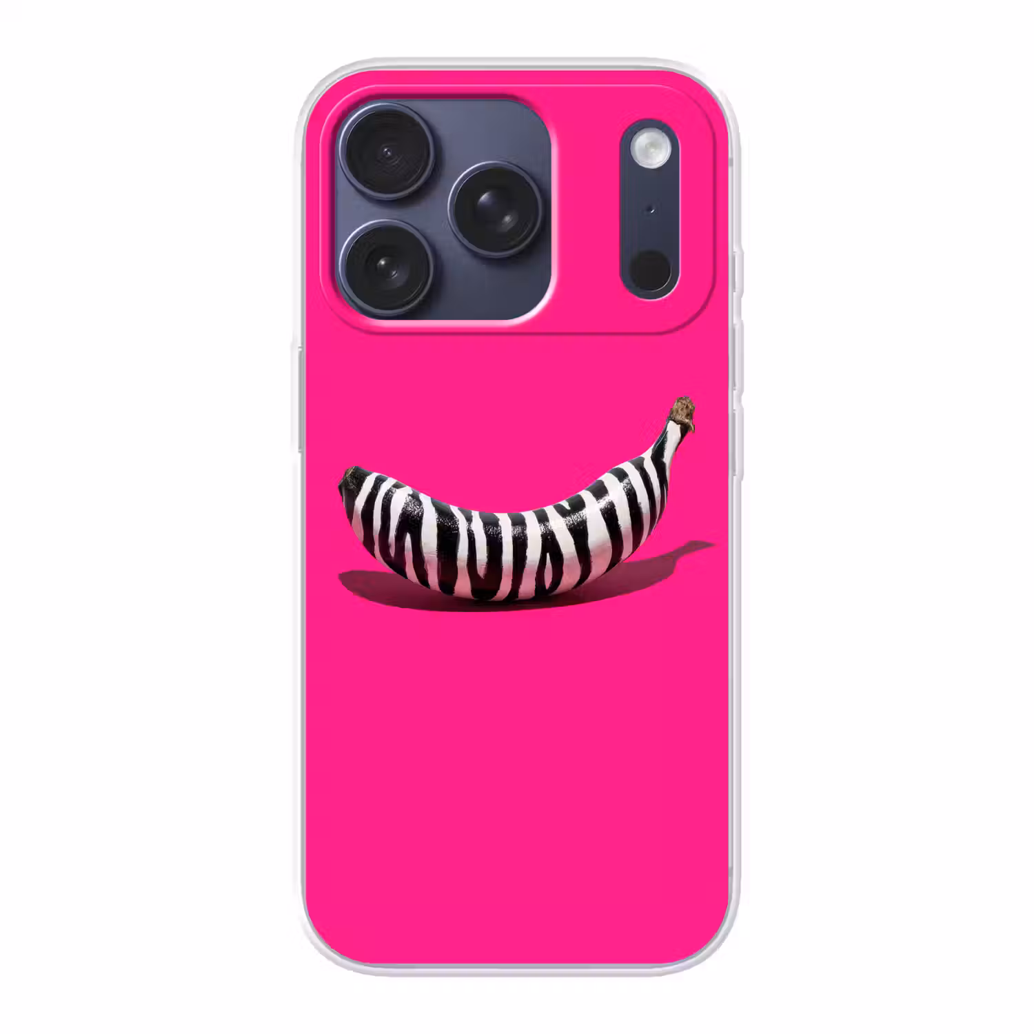 Banaan - Zebraprint - Roze Telefoonhoesje iPhone 17 Pro klein -3d