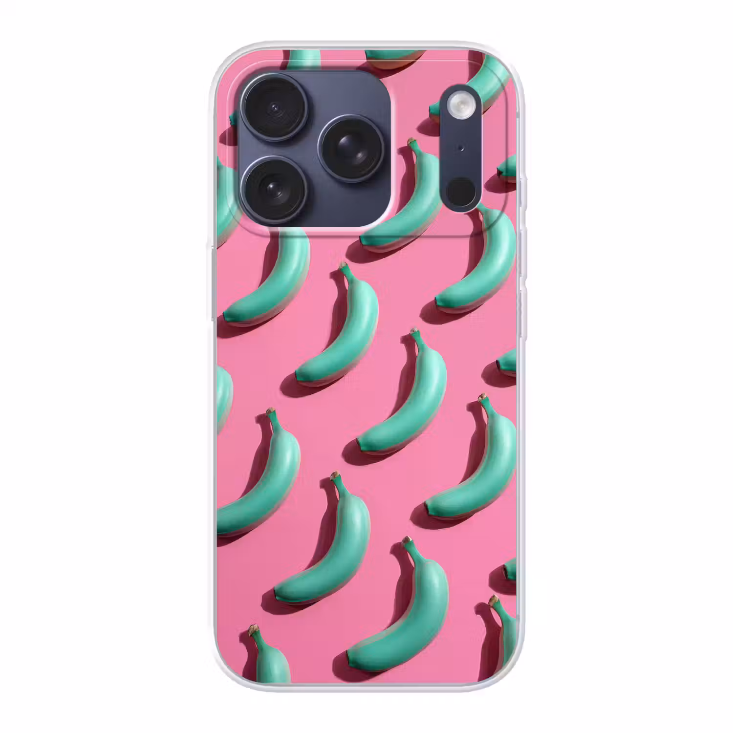Bananen - Patroon - Blauw - Roze Telefoonhoesje iPhone 17 Pro klein -3d