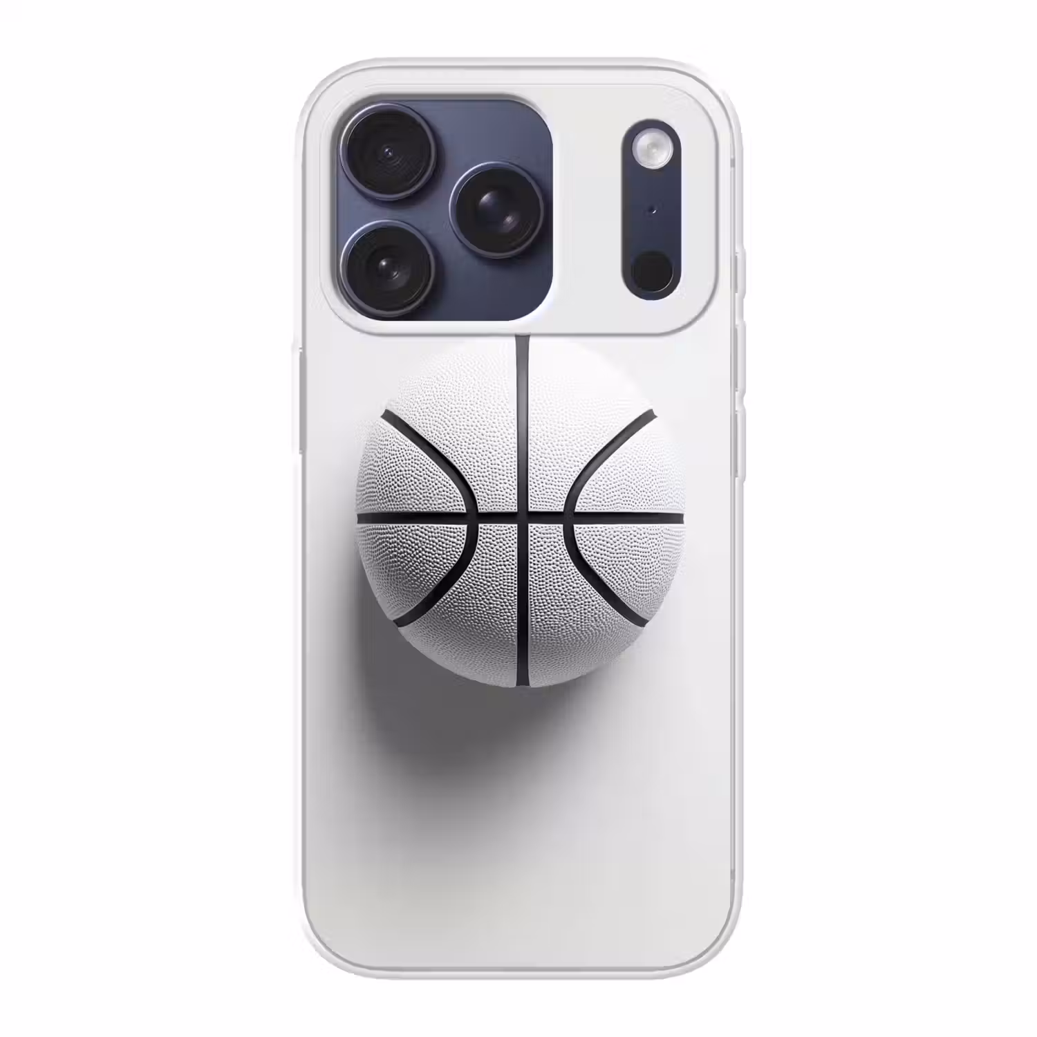 Basketbal - Wit - Schaduw - Lijnen Telefoonhoesje iPhone 17 Pro klein -3d