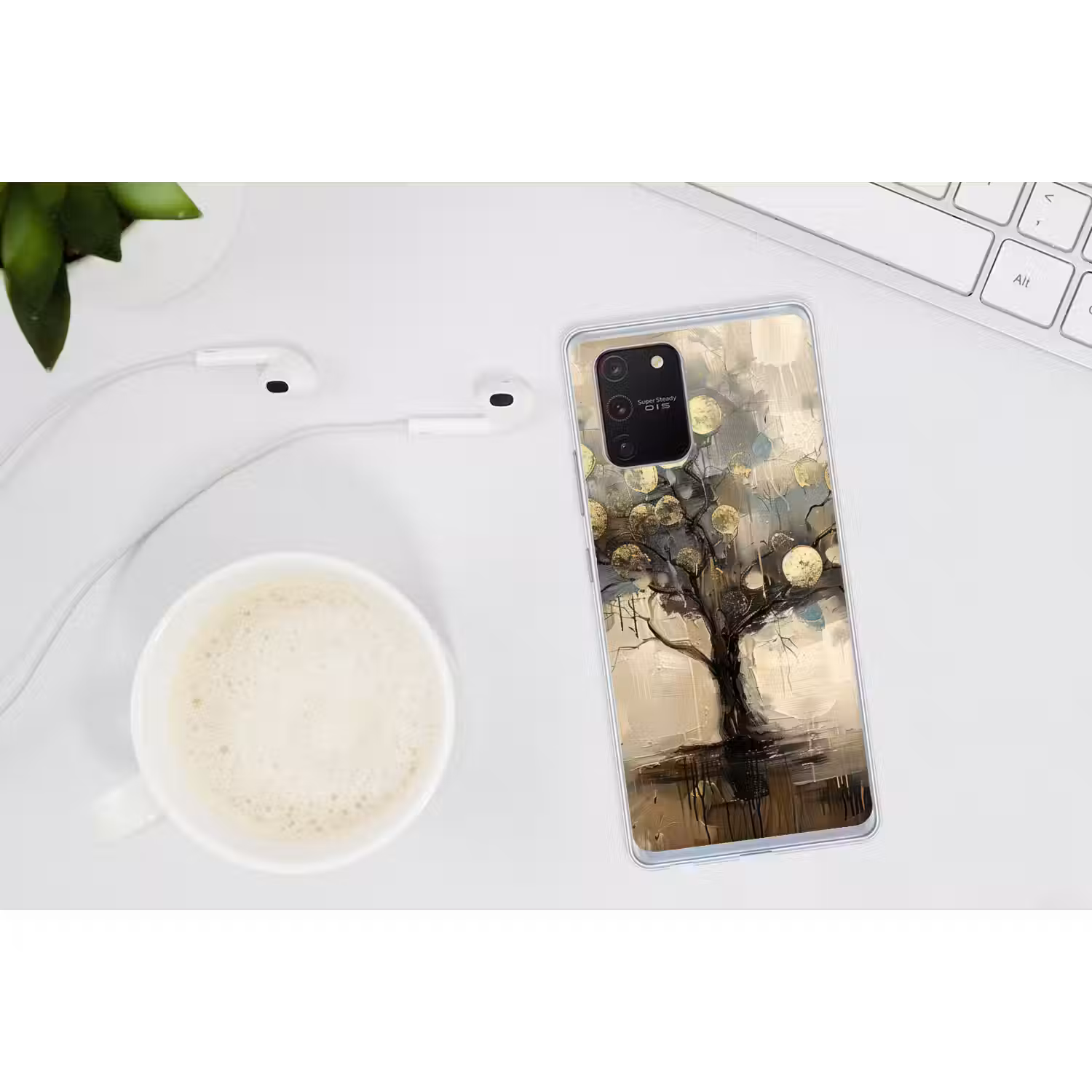 Beige - Abstract - Boom - Goud Telefoonhoesje Samsung Galaxy S10 Lite klein -oordopS10Lite
