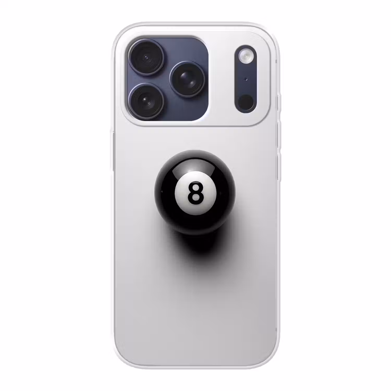 Biljartbal - Getal - Acht - Wit Telefoonhoesje iPhone 17 Pro klein -3d