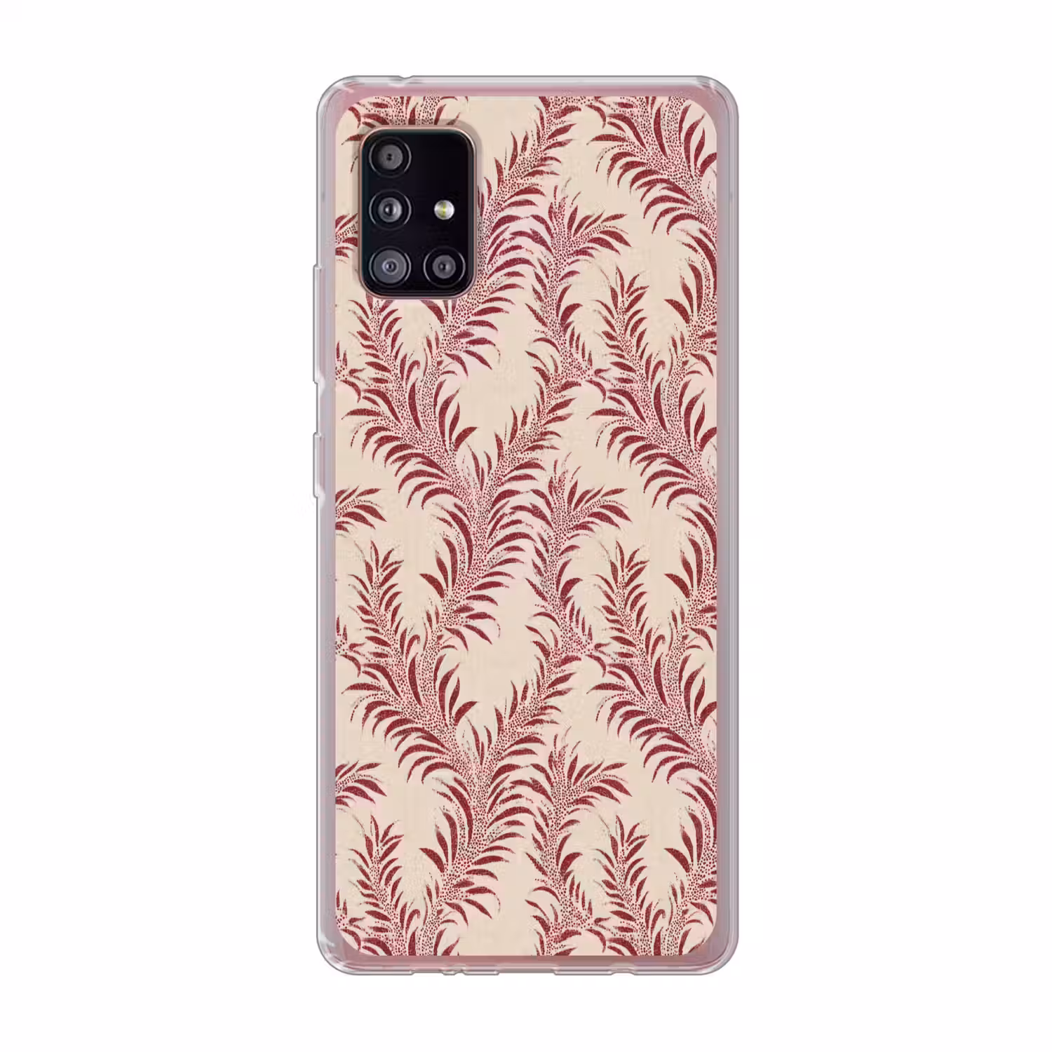 Bladeren - Linnen - Rood Telefoonhoesje Samsung Galaxy A51 5G klein 373 -3d