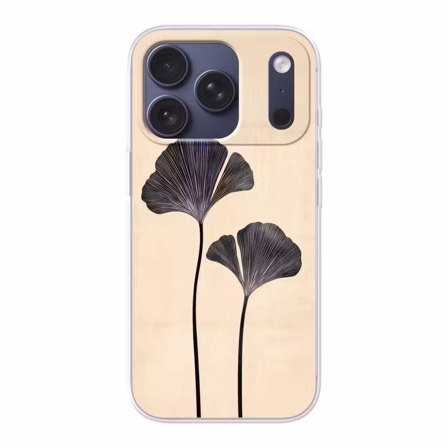 Bladeren - Minimalistisch - Zwart Telefoonhoesje iPhone 17 Pro klein -3d