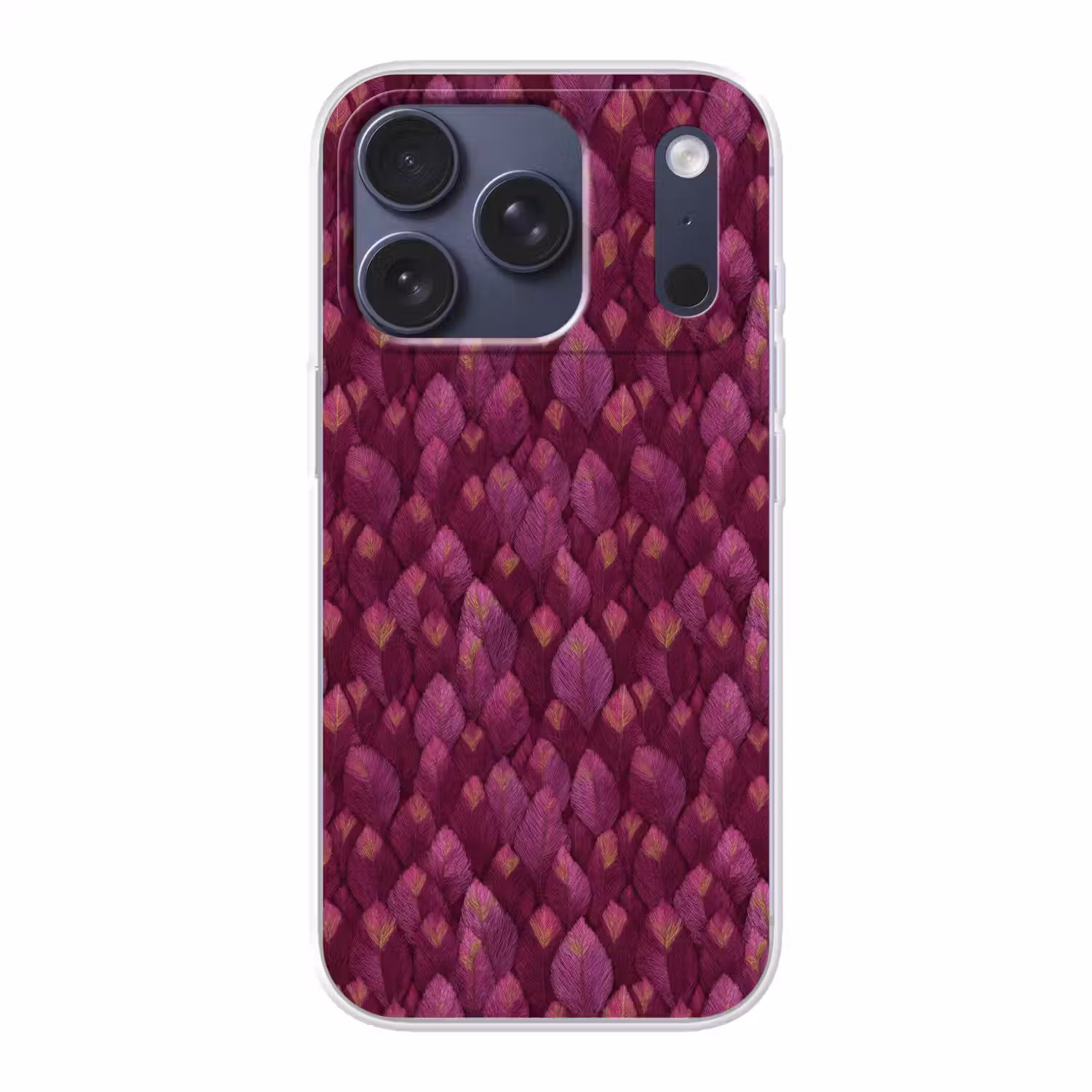 Bladeren - Patroon - Burgundy Telefoonhoesje iPhone 17 Pro klein 878 -3d