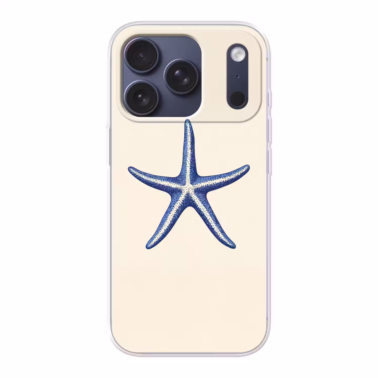Blauwe zeester - Minimalistisch - Beige Telefoonhoesje iPhone 17 Pro klein -3d