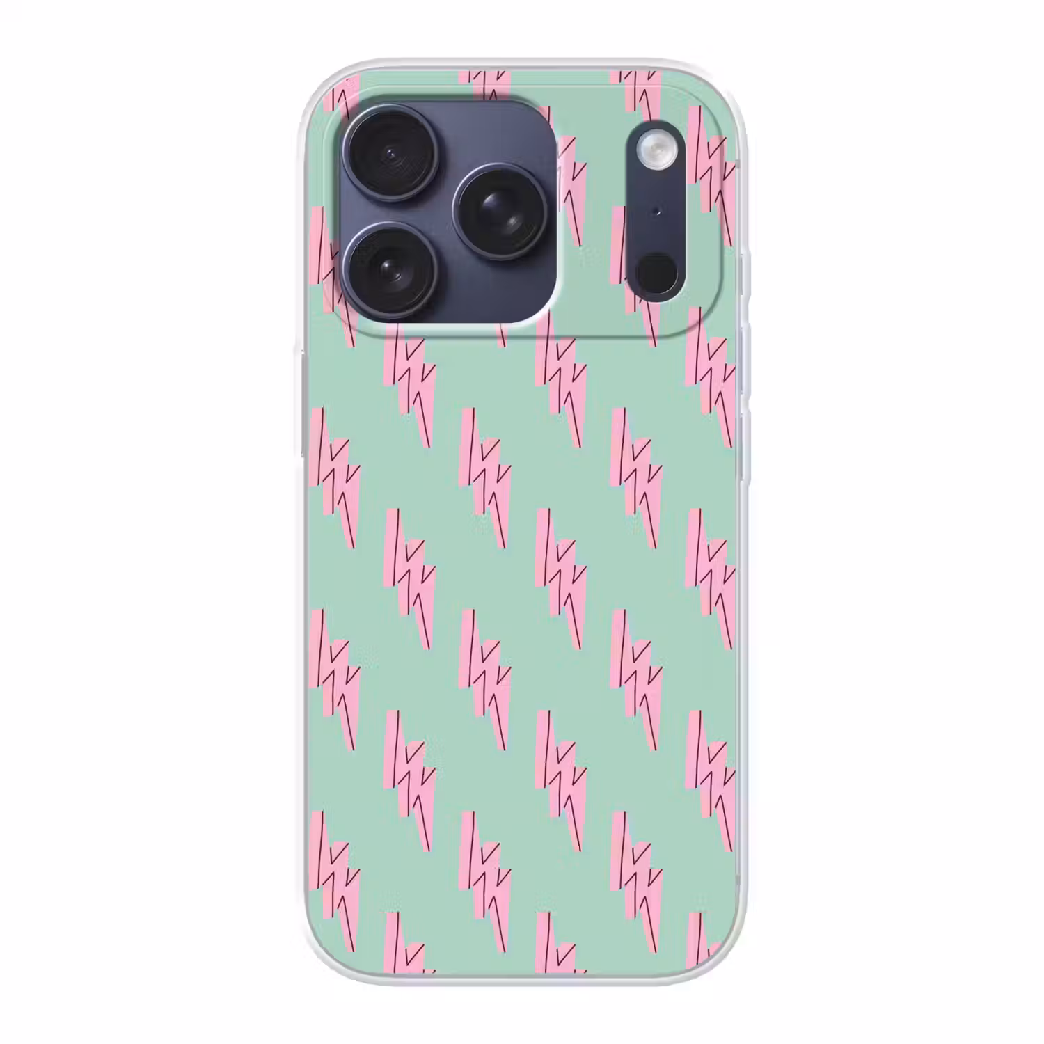 Bliksemschichten - Patroon - Groen - Roze Telefoonhoesje iPhone 17 Pro klein -3d