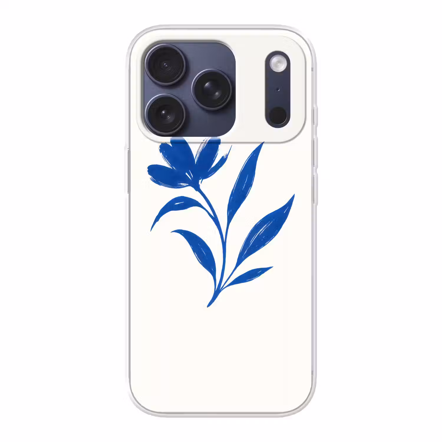 Bloem - Blaadjes - Minimalistisch - Blauw Telefoonhoesje iPhone 17 Pro klein -3d