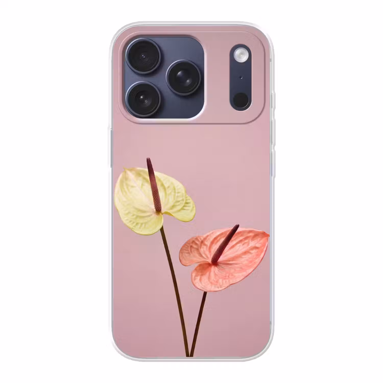 Bloemen - Anthuriums - Geel - Roze Telefoonhoesje iPhone 17 Pro klein -3d