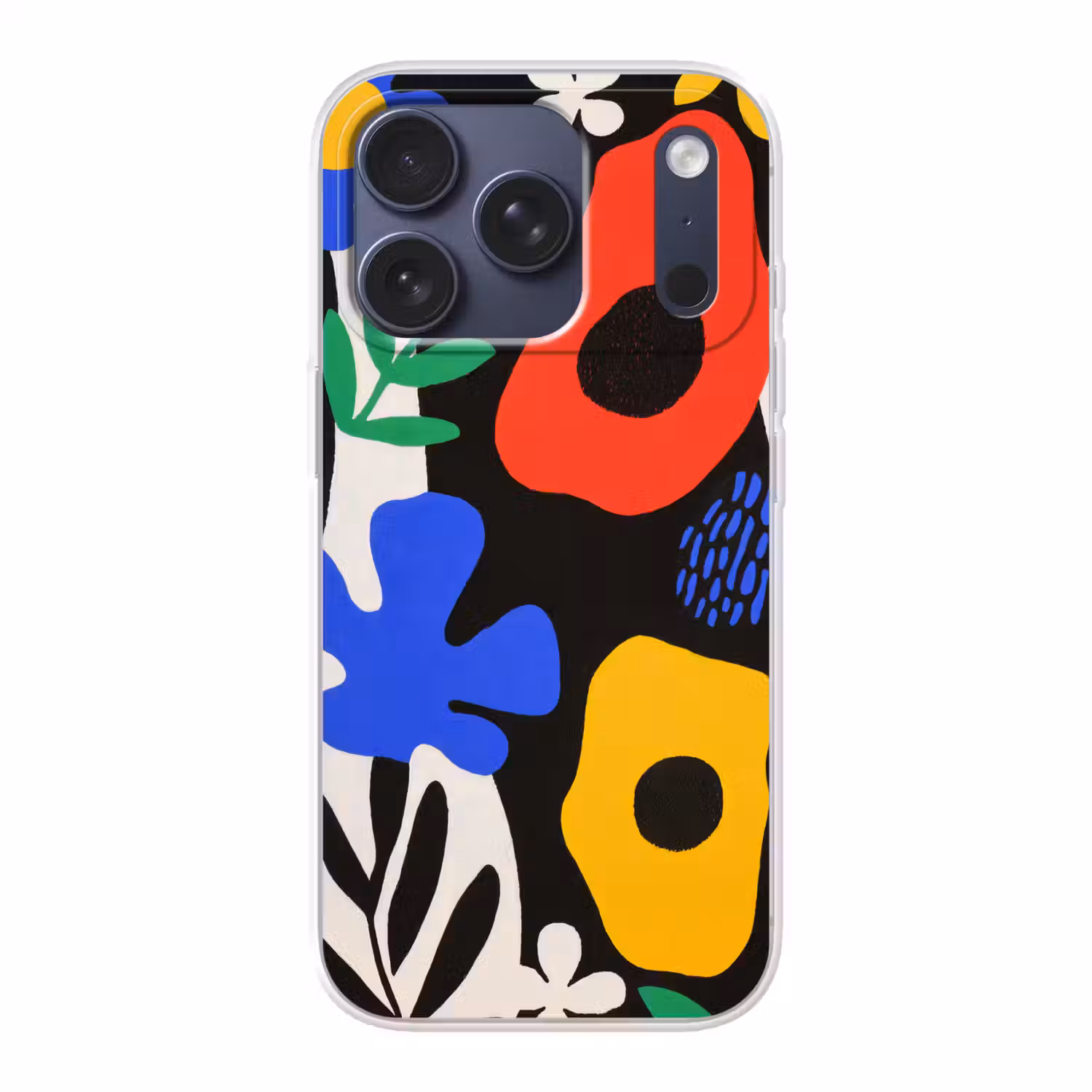 Bloemen - Bladeren - Abstract - Zwart Telefoonhoesje iPhone 17 Pro klein -3d