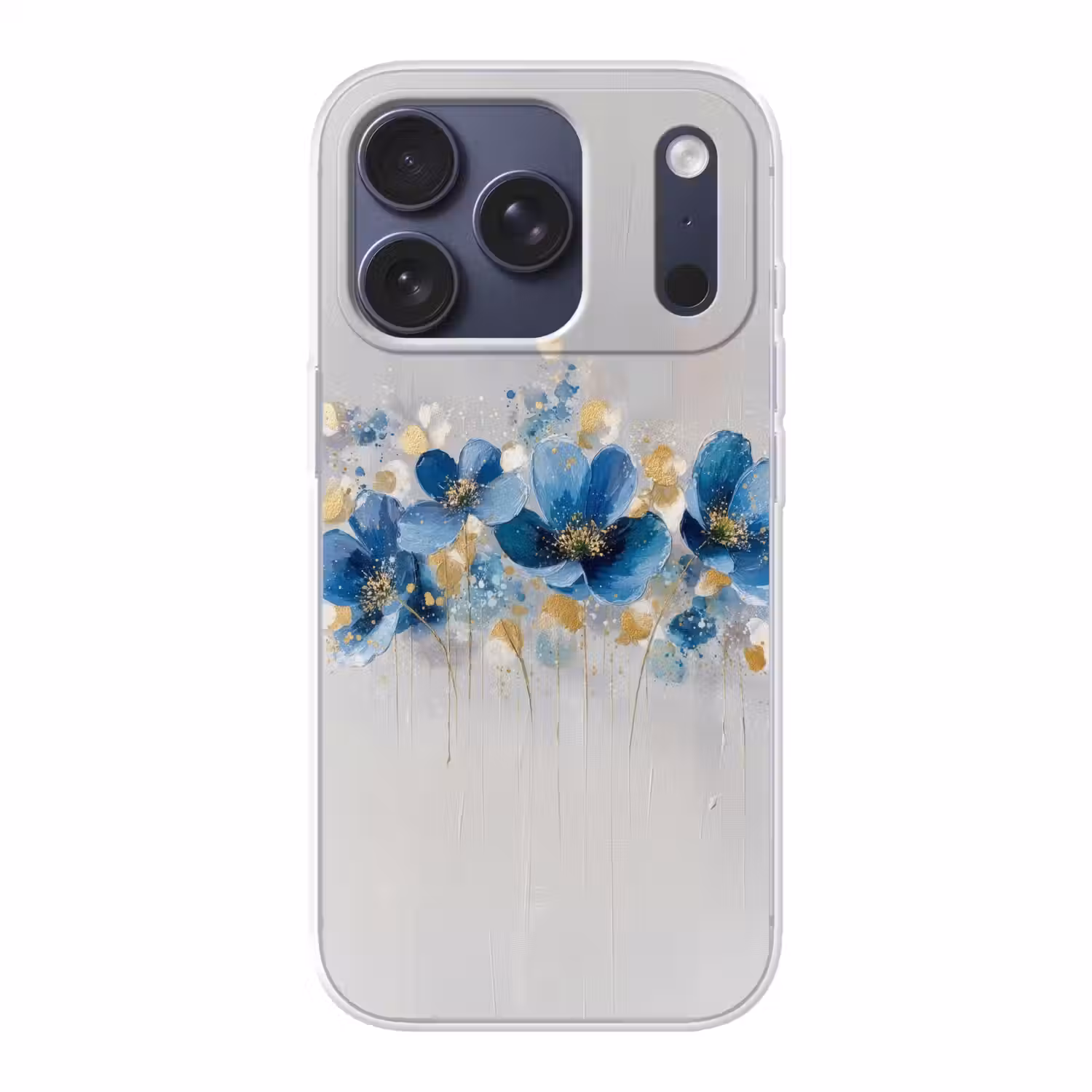 Bloemen - Blauw - Abstract Telefoonhoesje iPhone 17 Pro klein -3d