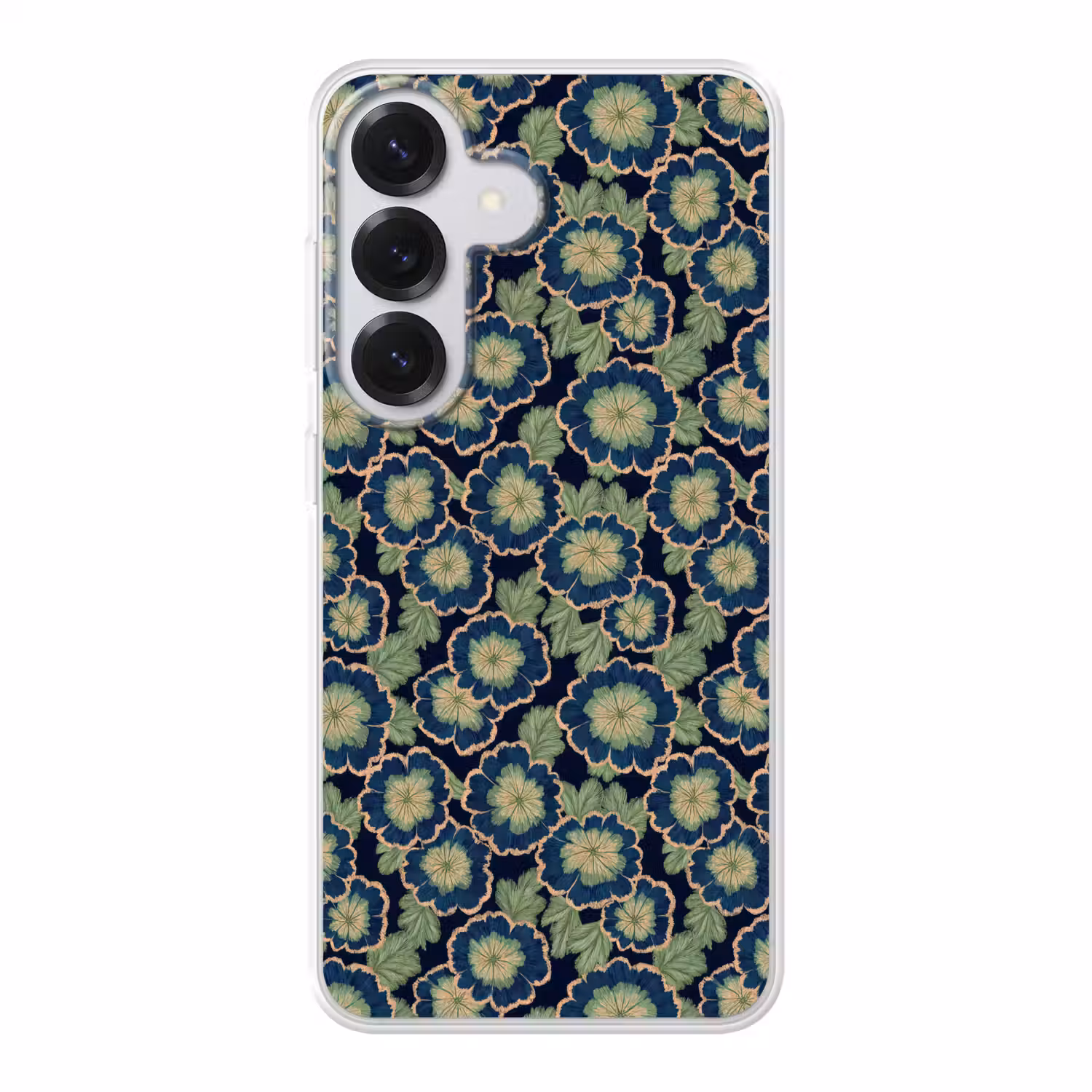 Bloemen - Borduurwerk - Patroon - Blauw - Groen Telefoonhoesje Samsung Galaxy S26 klein 975 -3d