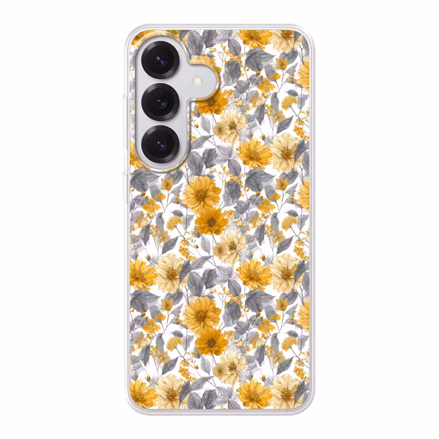 Bloemen - Botanisch - Elegant - Okergeel - Grijs Telefoonhoesje Samsung Galaxy S26 klein 975 -3d