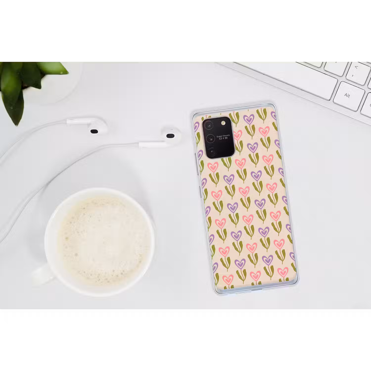 Bloemen - Hartjes - Patroon Telefoonhoesje Samsung Galaxy S10 Lite klein 364 -oordopS10Lite