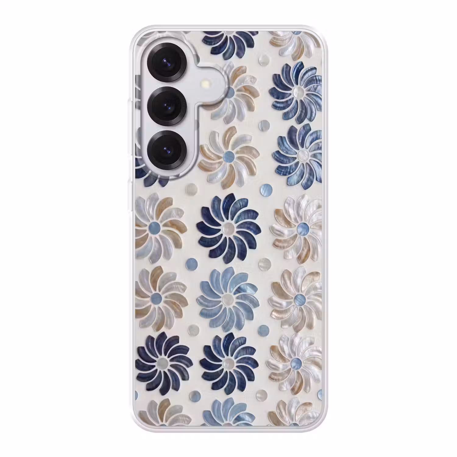 Bloemen - Parelmoer - Abstract - Patroon - Blauw Telefoonhoesje Samsung Galaxy S26 klein -3d