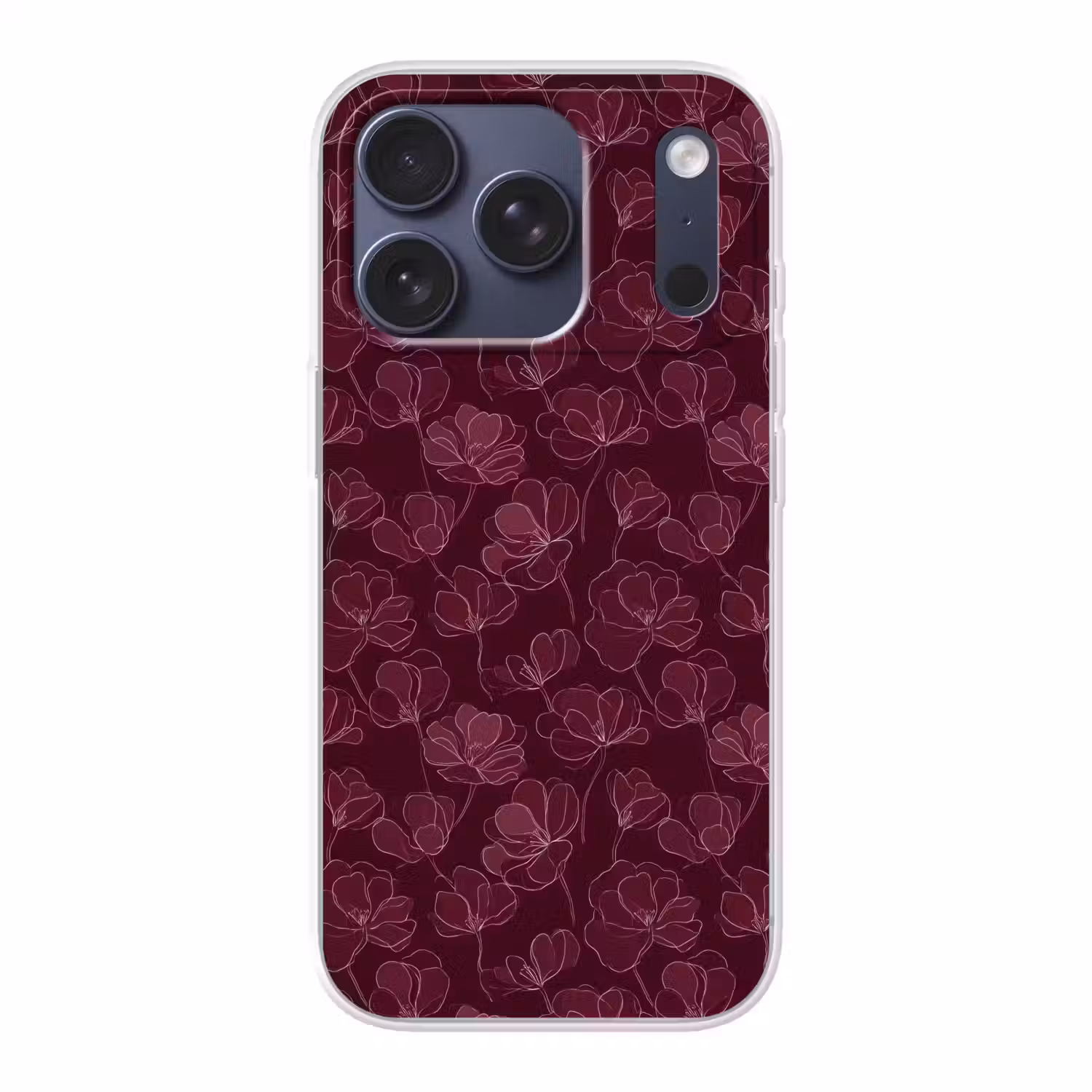 Bloemen - Patroon - Bordeauxrood Telefoonhoesje iPhone 17 Pro klein 878 -3d