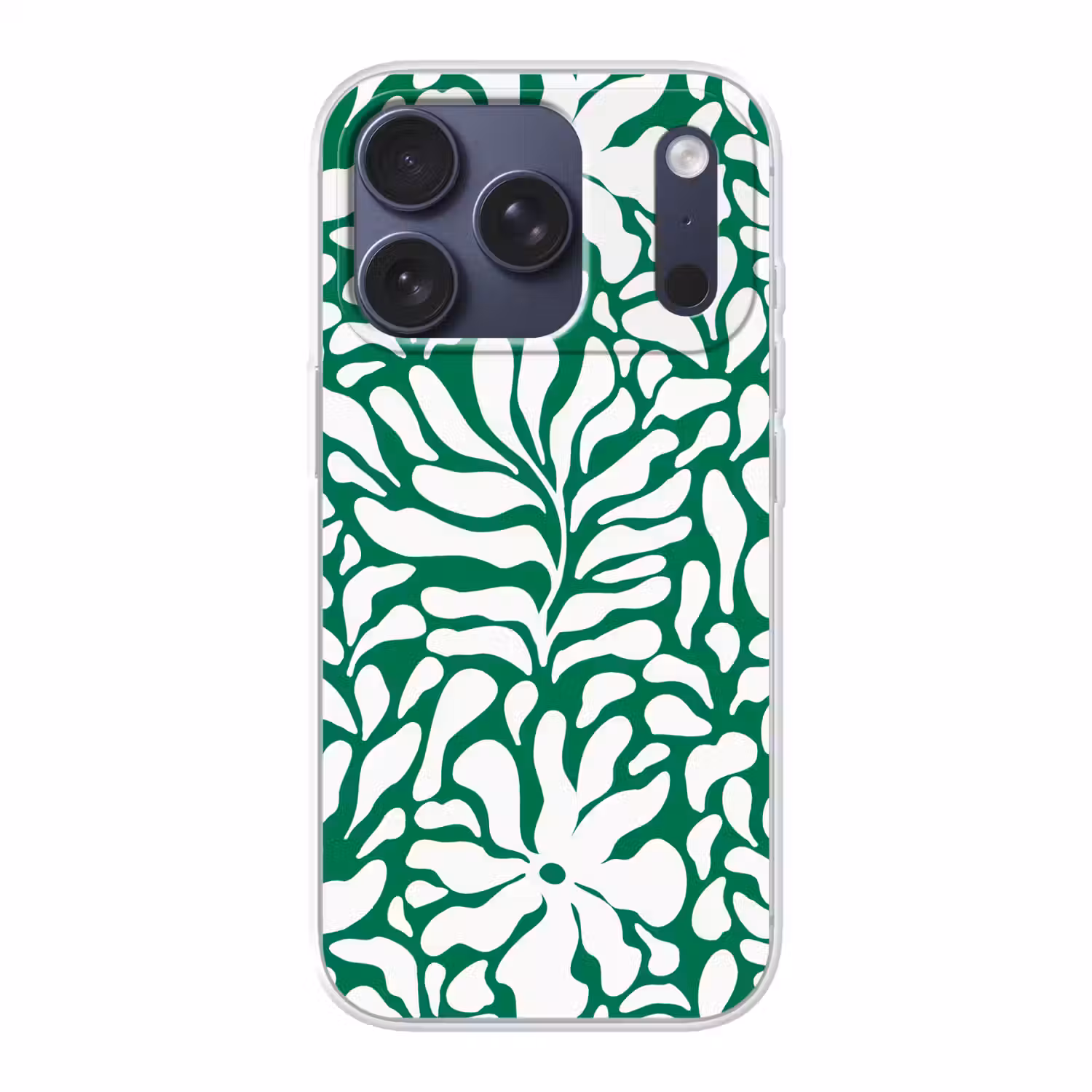 Bloemen patroon - Groen - Wit - Print Telefoonhoesje iPhone 17 Pro klein -3d