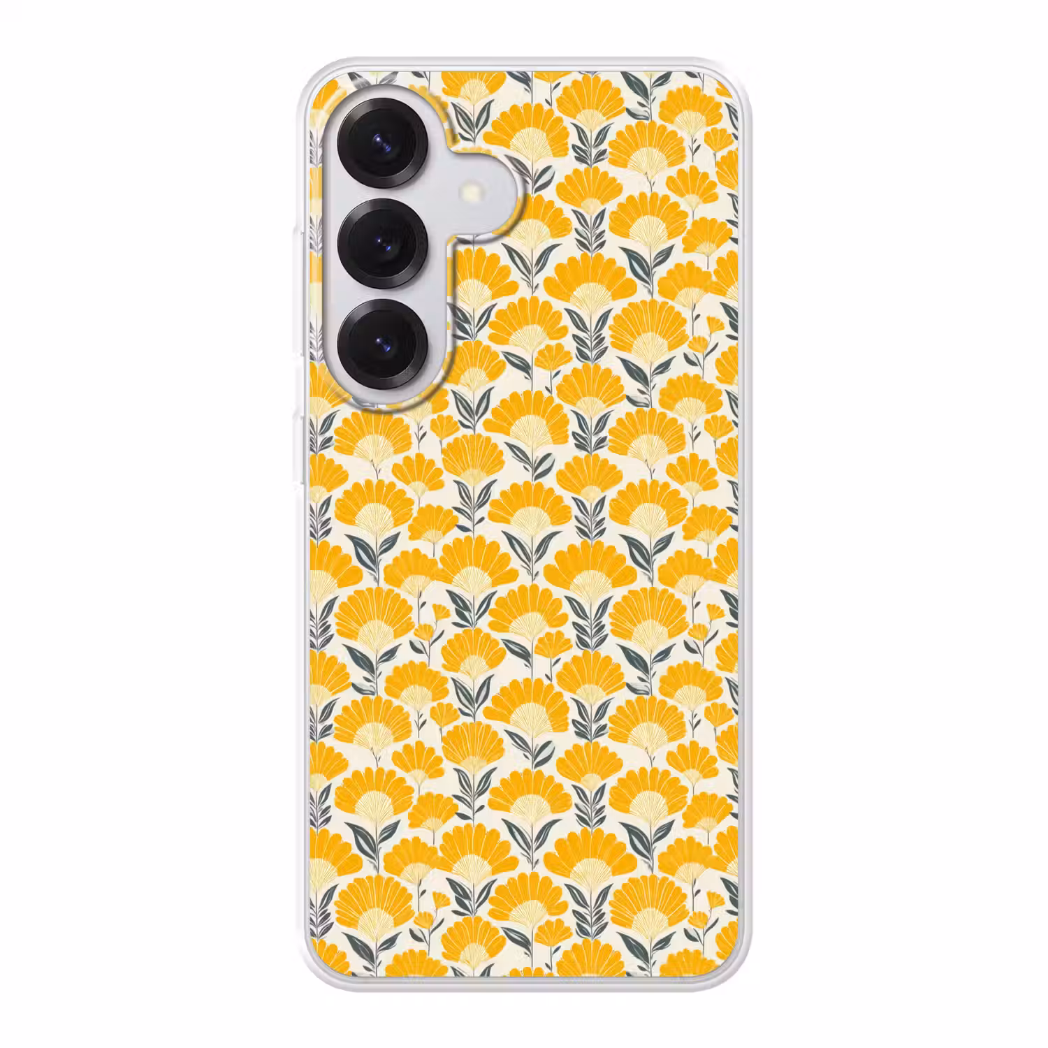Bloemen - Retro - Botanisch - Okergeel - Grijs Telefoonhoesje Samsung Galaxy S26 klein 975 -3d