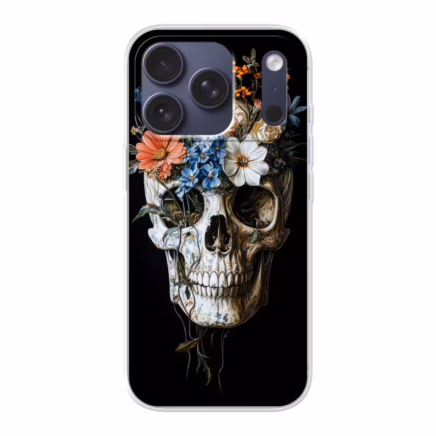Bloemen - Schedel - Kleurrijk Telefoonhoesje iPhone 17 Pro klein -3d
