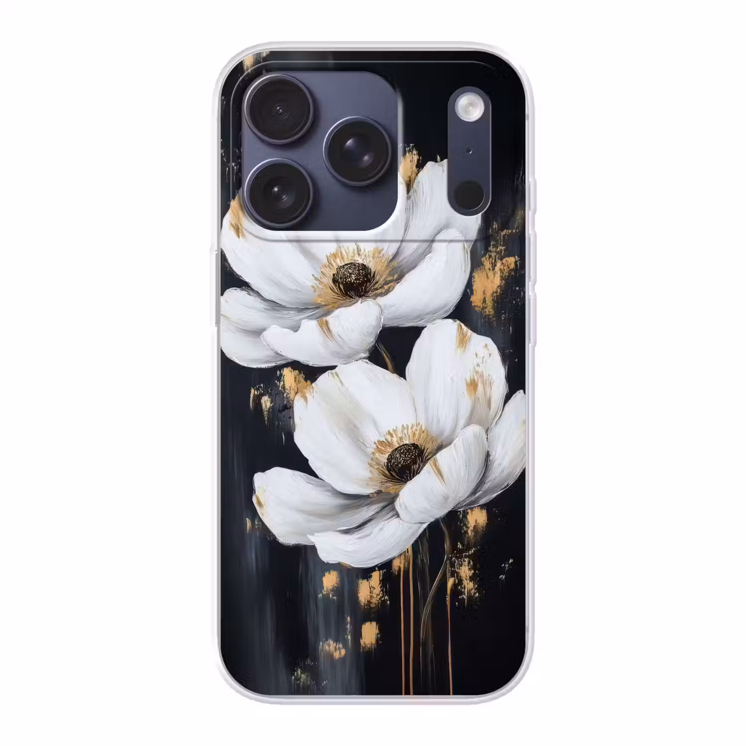 Bloemen - Wit - Abstract Telefoonhoesje iPhone 17 Pro klein -3d