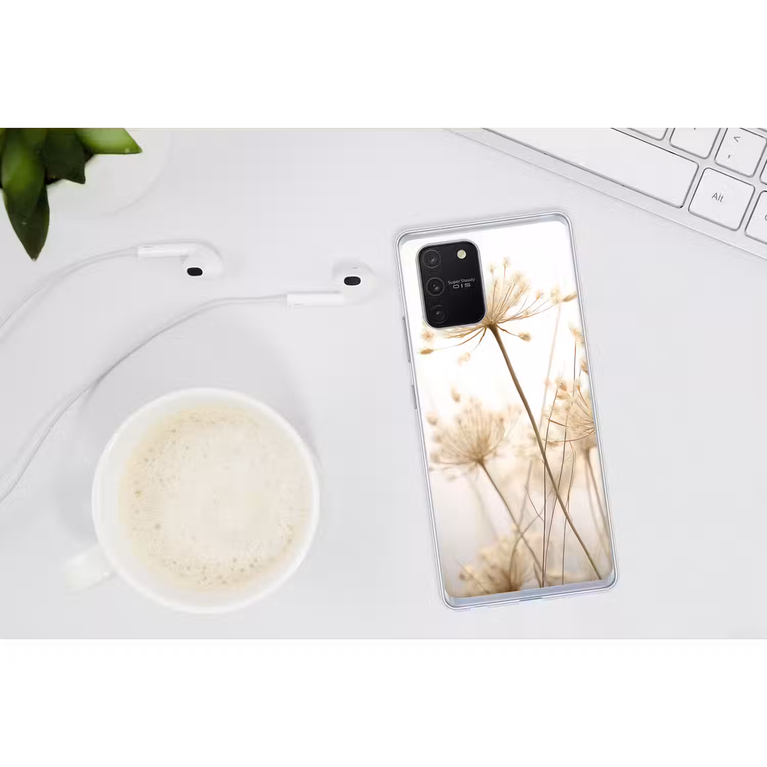 Bloemen - Wit - Zonlicht Telefoonhoesje Samsung Galaxy S10 Lite klein -oordopS10Lite