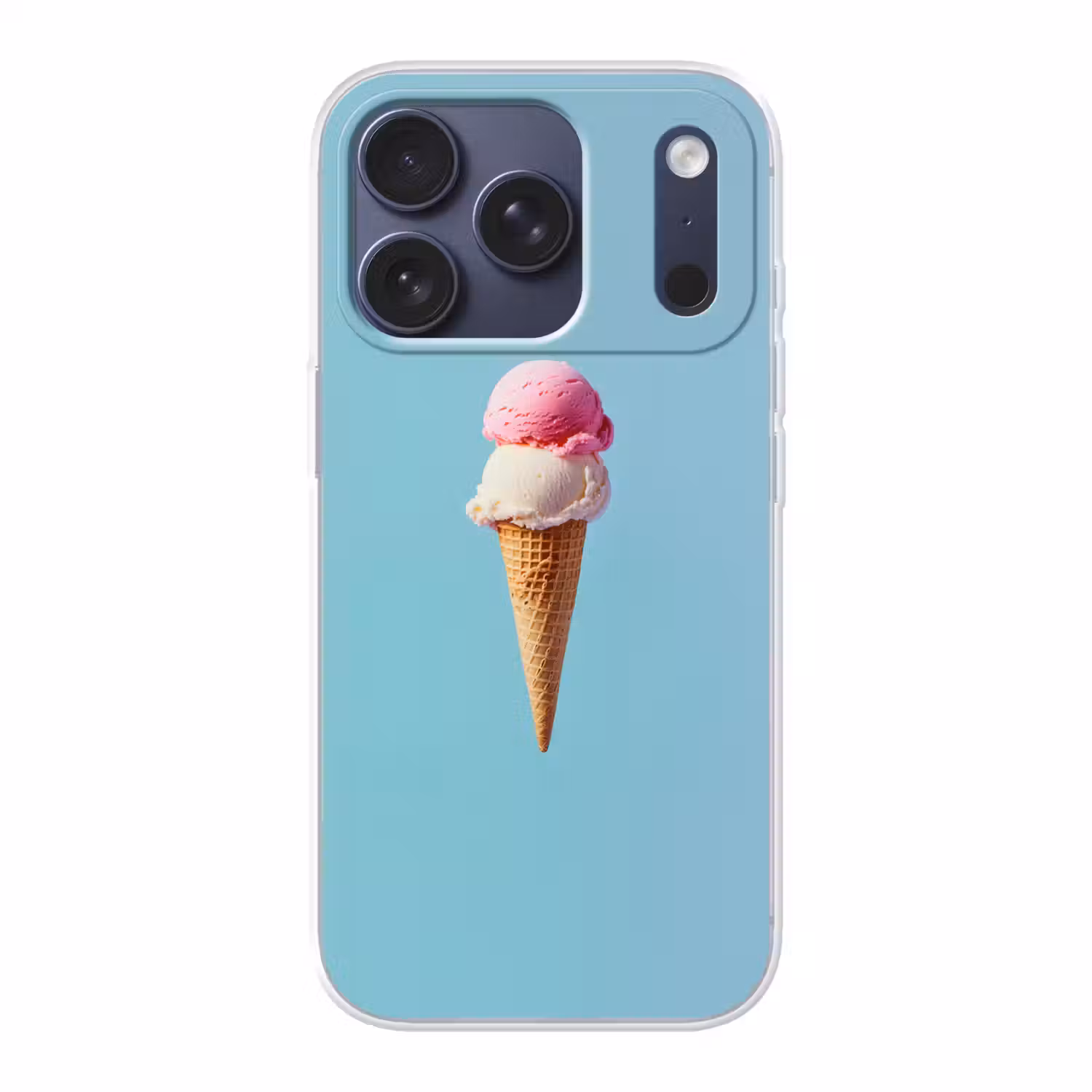 Bolletjes - Schepijs - Hoorntje - Blauw Telefoonhoesje iPhone 17 Pro klein -3d