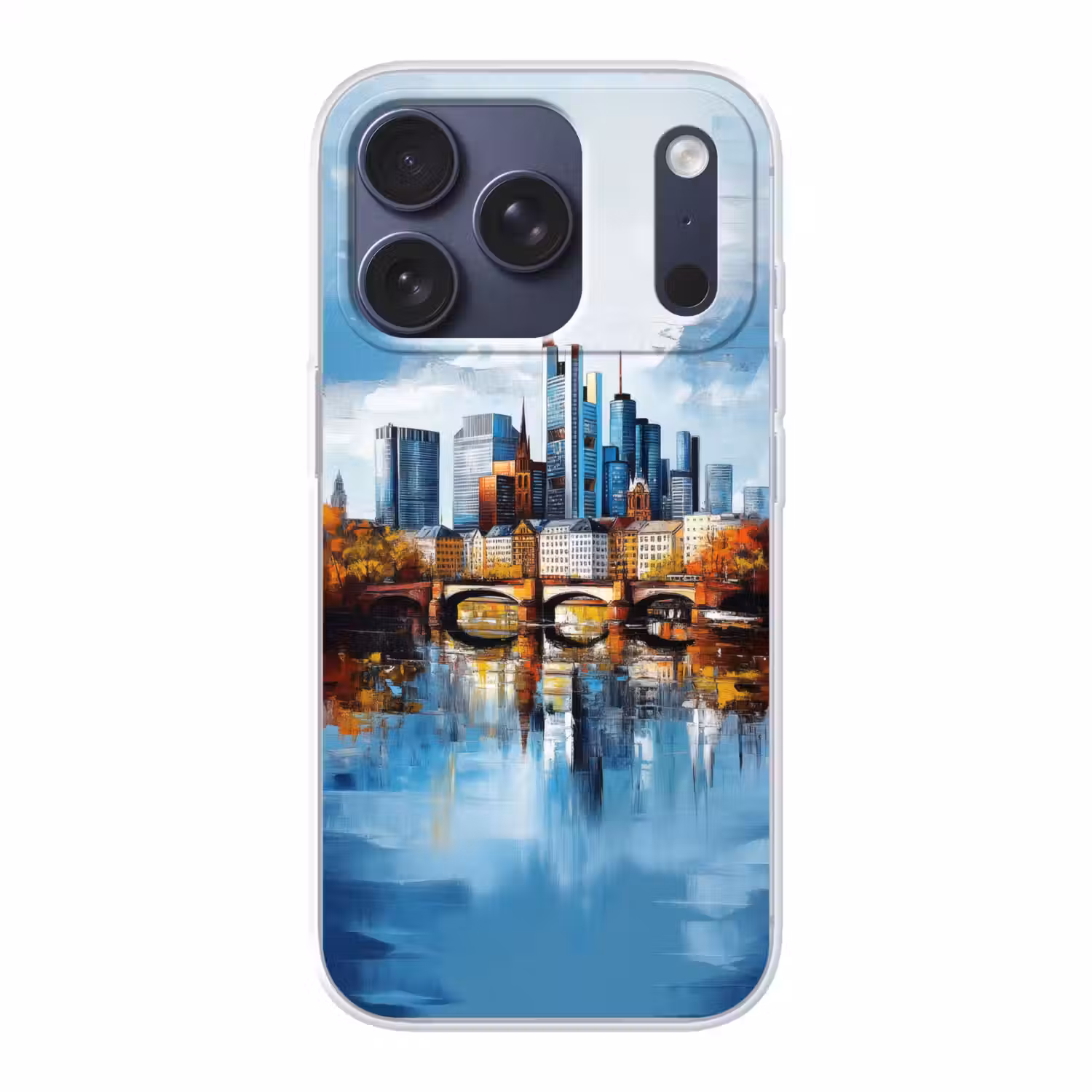Bomen Frankfurt- Stad - Skyline - Brug Telefoonhoesje iPhone 17 Pro klein -3d