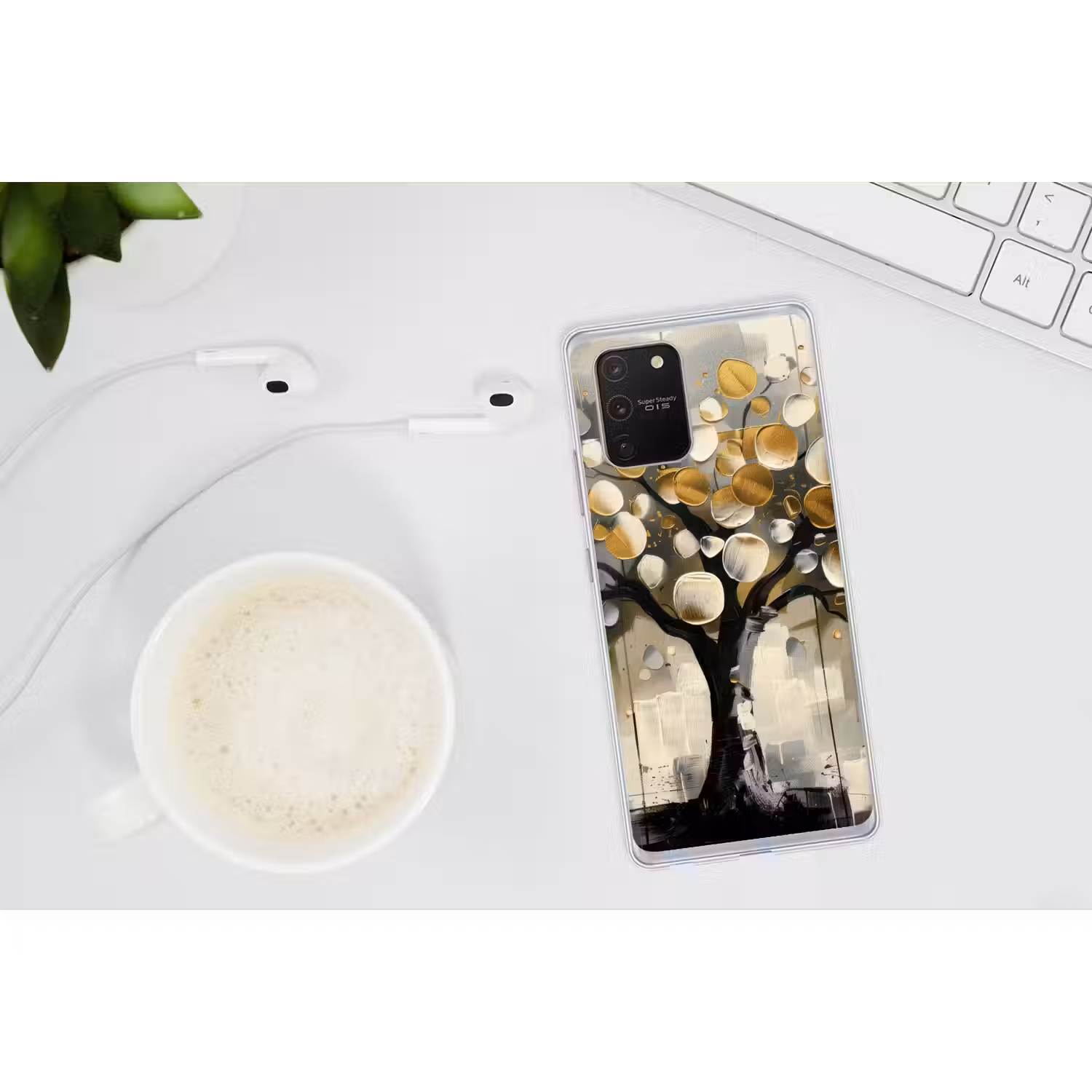 Boom - Abstract - Beige - Goud - Zwart Telefoonhoesje Samsung Galaxy S10 Lite klein -oordopS10Lite