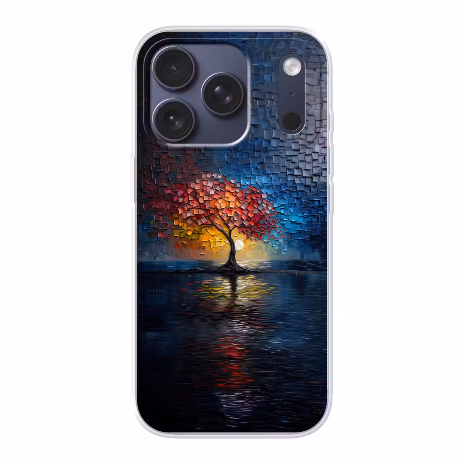 Boom - Blauw - Bladeren - Vakken Telefoonhoesje iPhone 17 Pro klein -3d