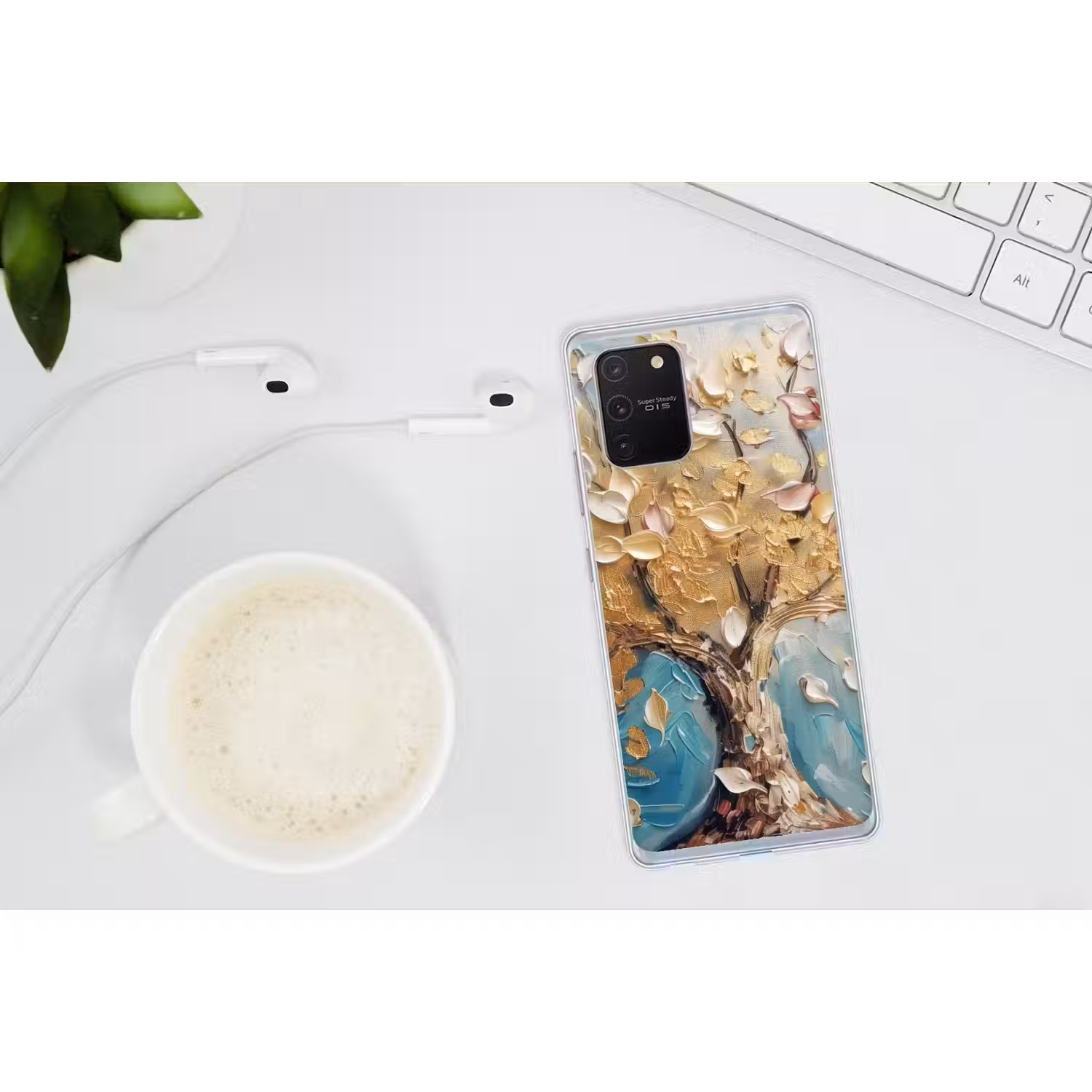 Boom - Blauw - Goud - Abstract - Modern Telefoonhoesje Samsung Galaxy S10 Lite klein -oordopS10Lite