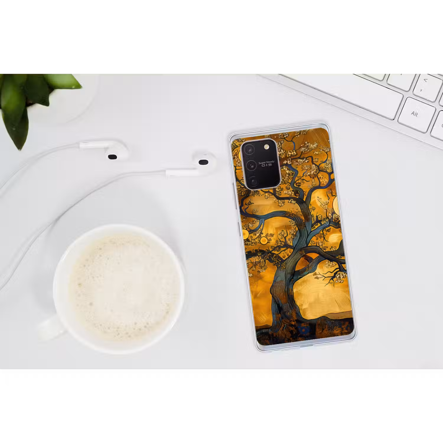 Boom - Levensboom - Abstract - Goud Telefoonhoesje Samsung Galaxy S10 Lite klein -oordopS10Lite