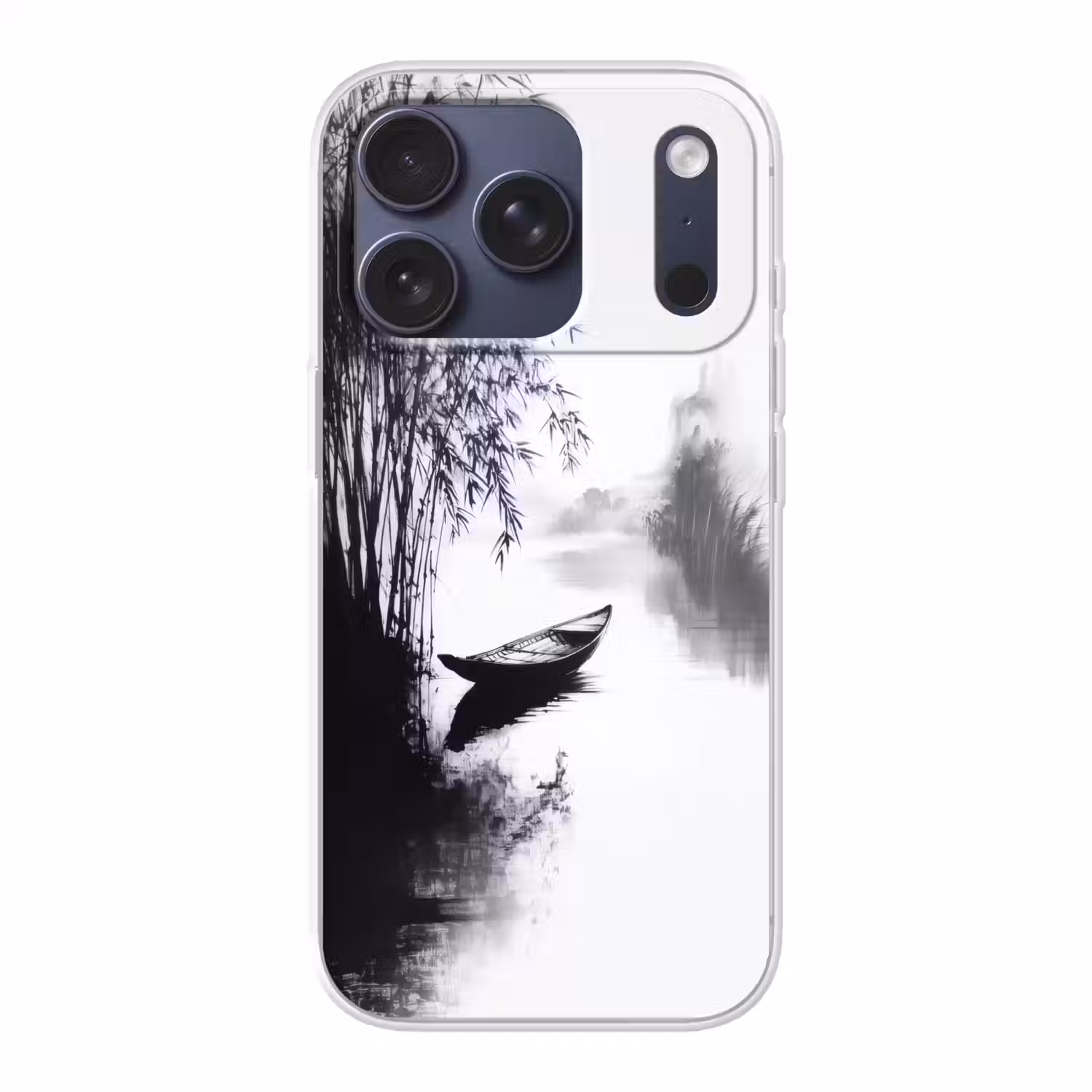 Boot - Rivier - Bamboe - Wit Telefoonhoesje iPhone 17 Pro klein -3d