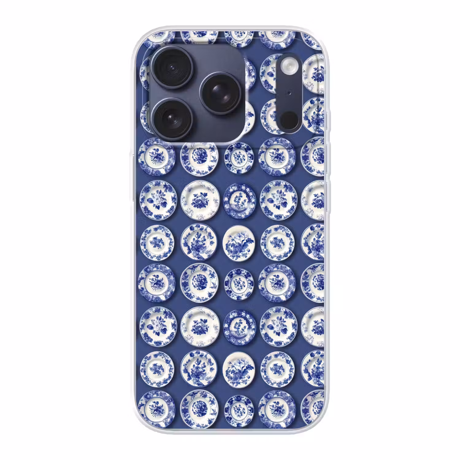 Borden - Floraal - Blauw Telefoonhoesje iPhone 17 Pro klein 878 -3d