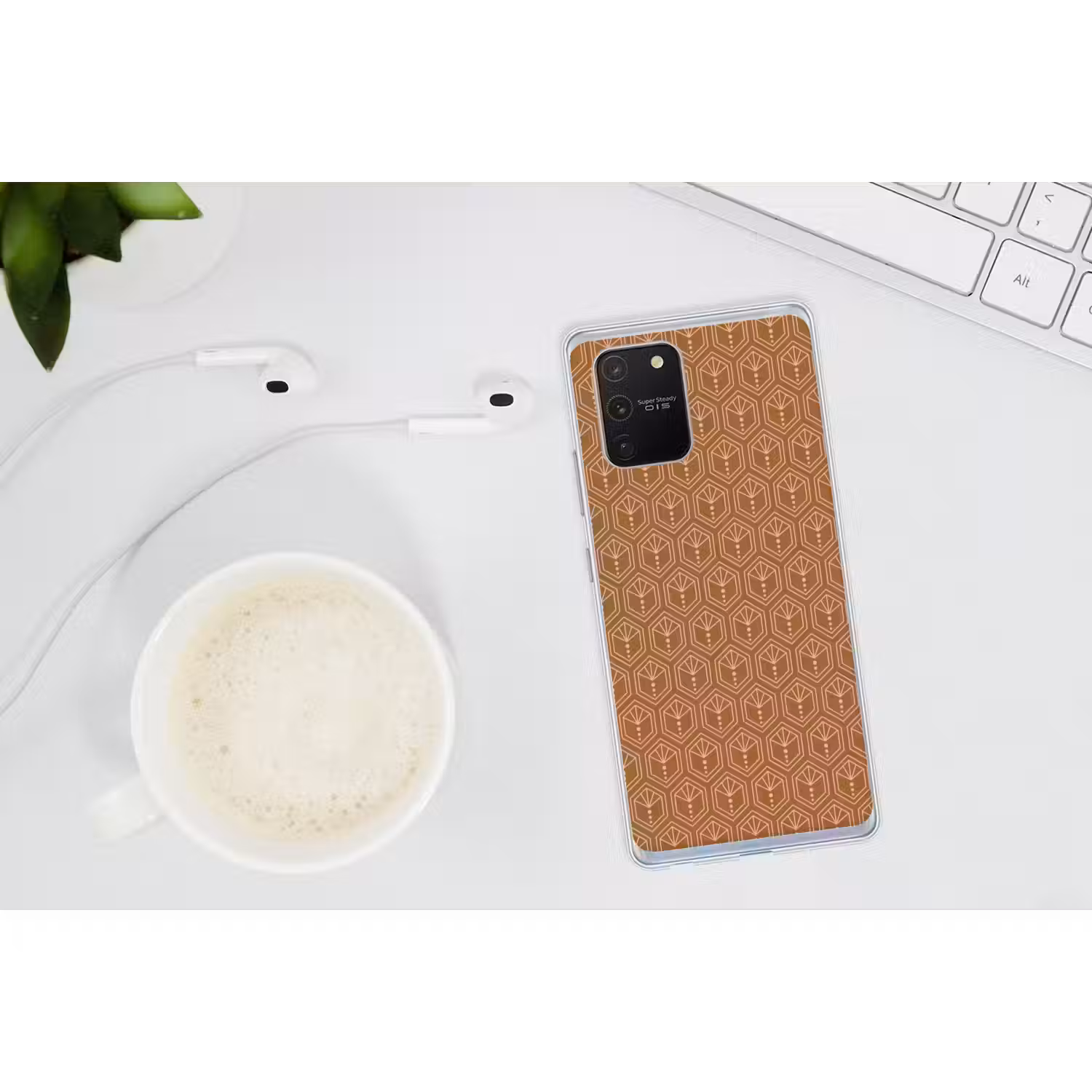 Bruin - Roze - Geometrisch - Patroon Telefoonhoesje Samsung Galaxy S10 Lite klein 364 -oordopS10Lite