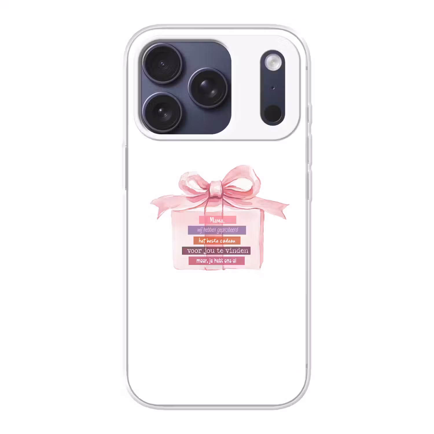 Cadeau - Strik - Tekst - Roze Telefoonhoesje iPhone 17 Pro klein -3d