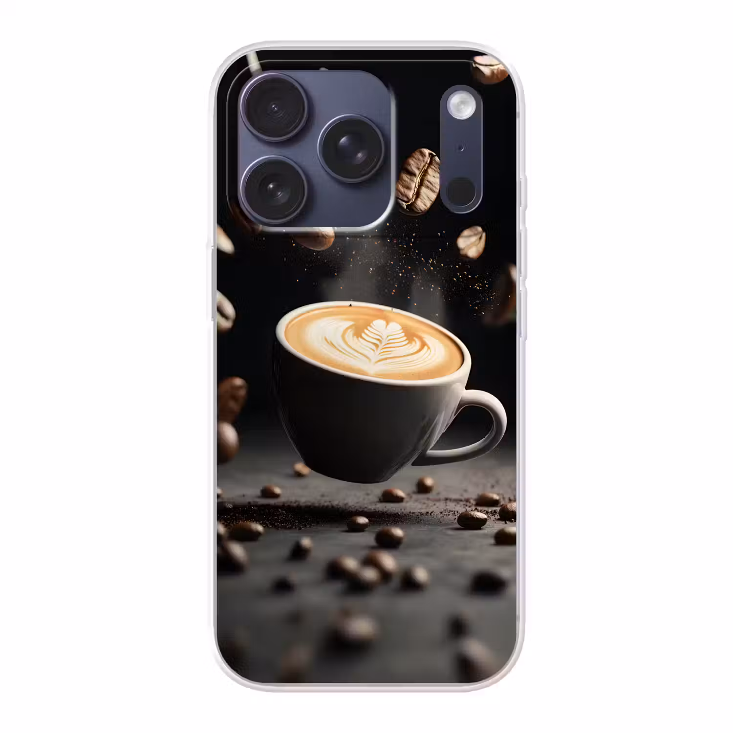 Cappuccino - Kop - Bonen - Bruin Telefoonhoesje iPhone 17 Pro klein -3d