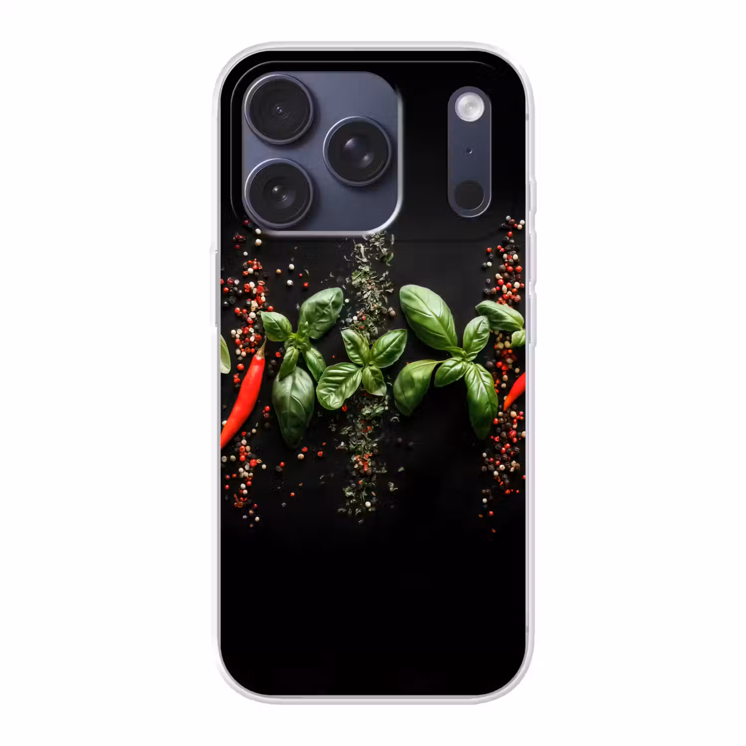 Chilipepers - Basilicum - Blaadjes - Rood Telefoonhoesje iPhone 17 Pro klein -3d