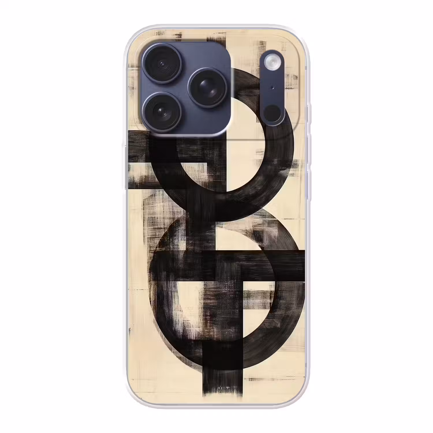 Cirkels - Balken - Zwart - Abstract Telefoonhoesje iPhone 17 Pro klein -3d