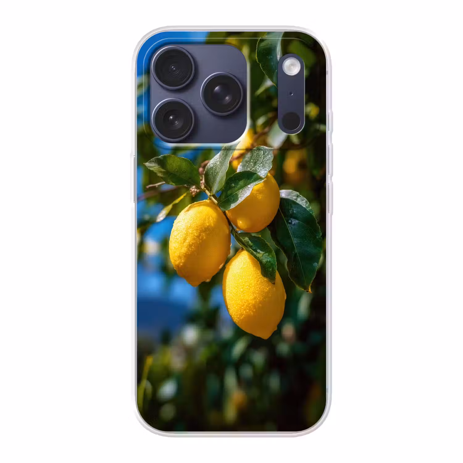 Citroenen - Bladeren - Blauwe lucht Telefoonhoesje iPhone 17 Pro klein -3d