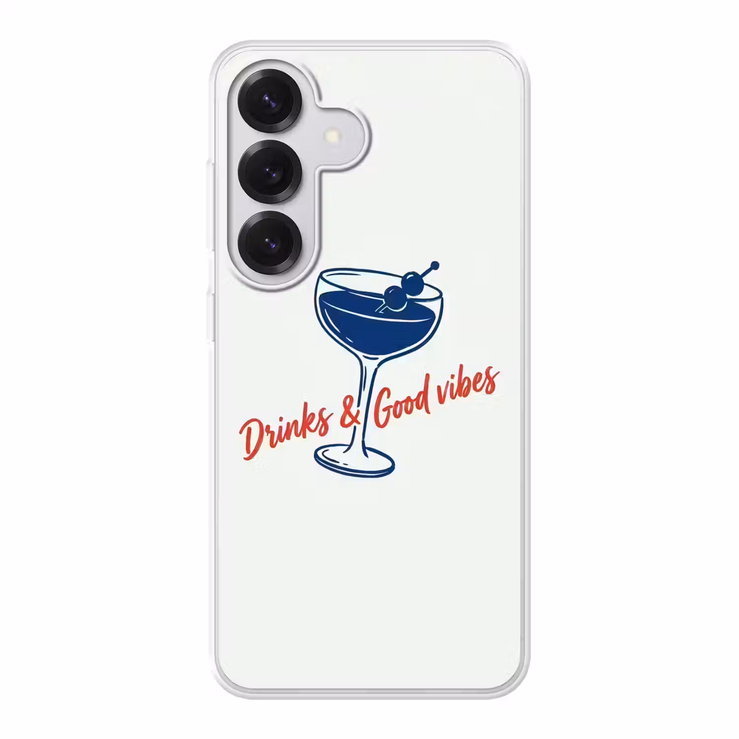 Cocktail - Glas - Illustratie - Blauw - Wit Telefoonhoesje Samsung Galaxy S26 klein -3d