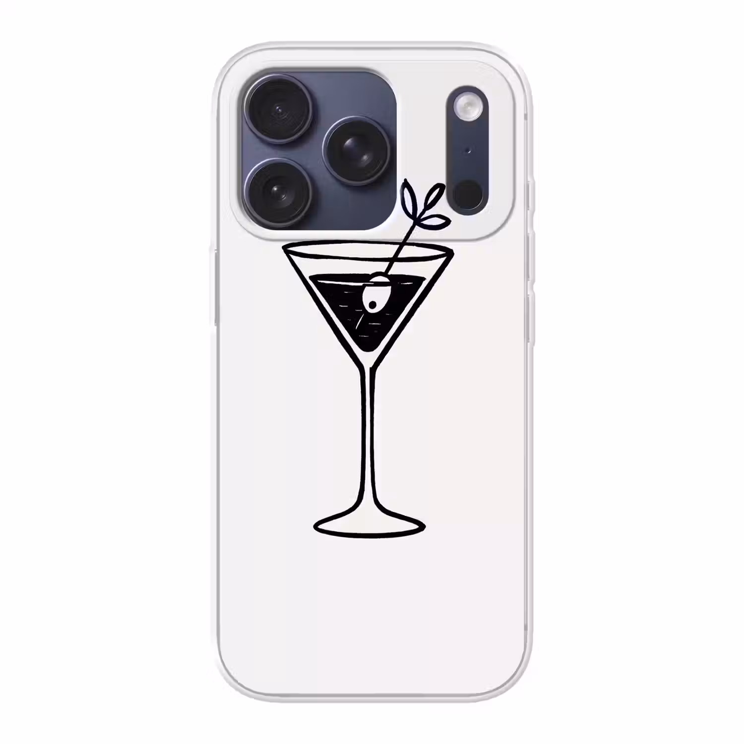 Cocktail - Glas - Olijf - Minimalistisch Telefoonhoesje iPhone 17 Pro klein -3d
