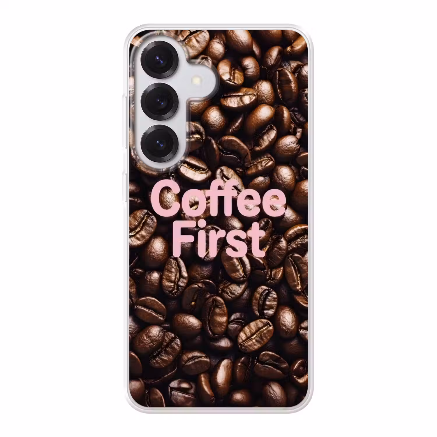 Coffee First - Koffiebonen - Roze Telefoonhoesje Samsung Galaxy S26 klein -3d