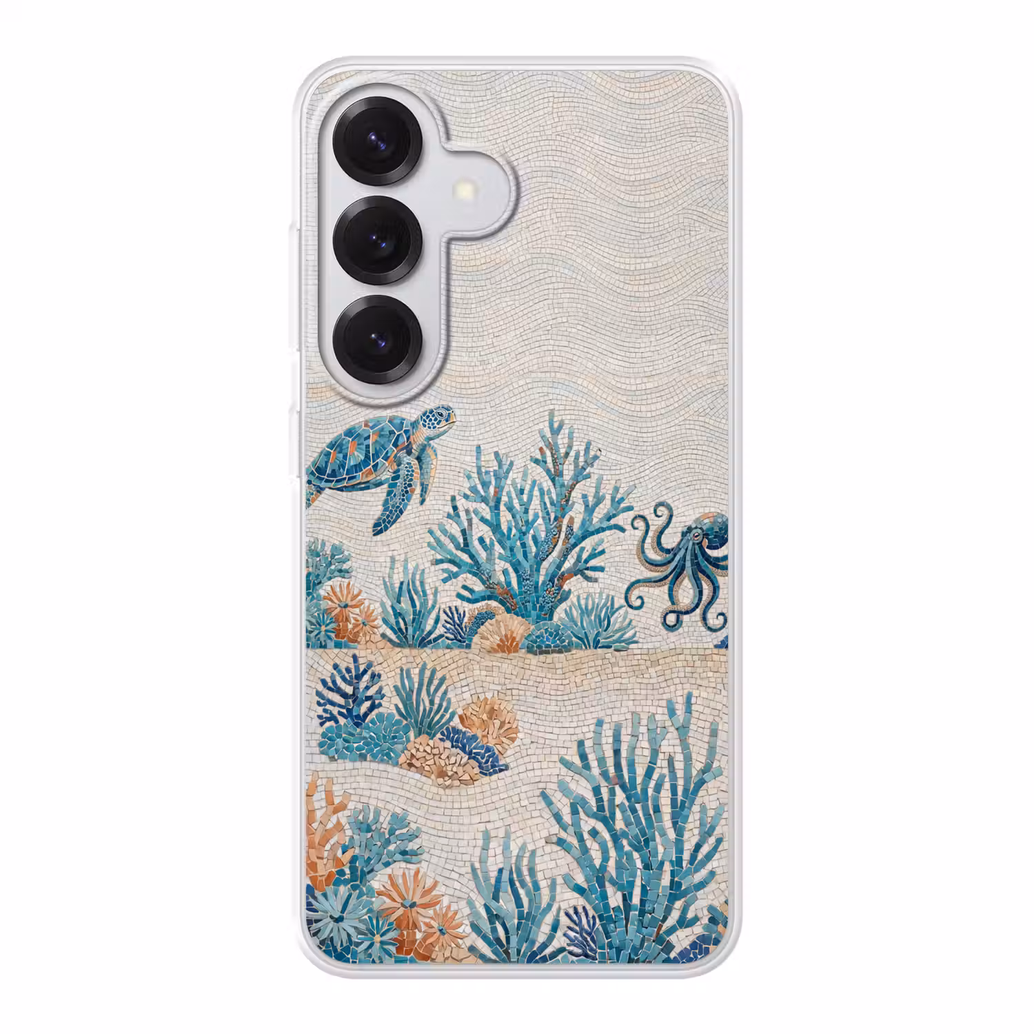 Dieren - Onderwater - Natuur - Mozaïek - Blauw Telefoonhoesje Samsung Galaxy S26 klein -3d