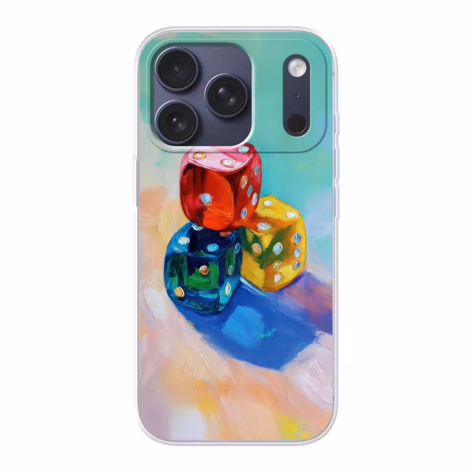 Dobbelstenen - Kleurrijk - Getallen - Stipjes Telefoonhoesje iPhone 17 Pro klein -3d