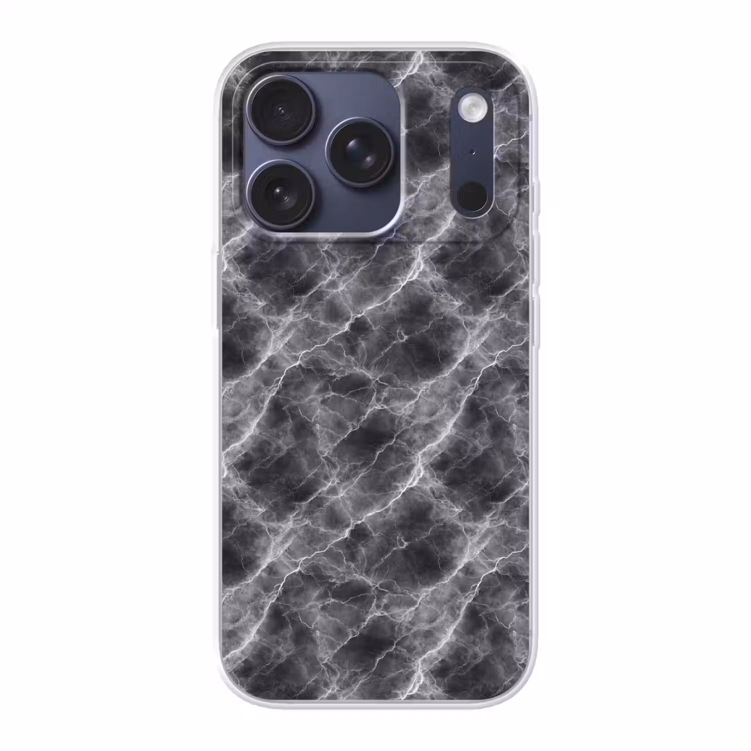 Donkergrijs - Bliksem - Marmer Telefoonhoesje iPhone 17 Pro klein 878 -3d