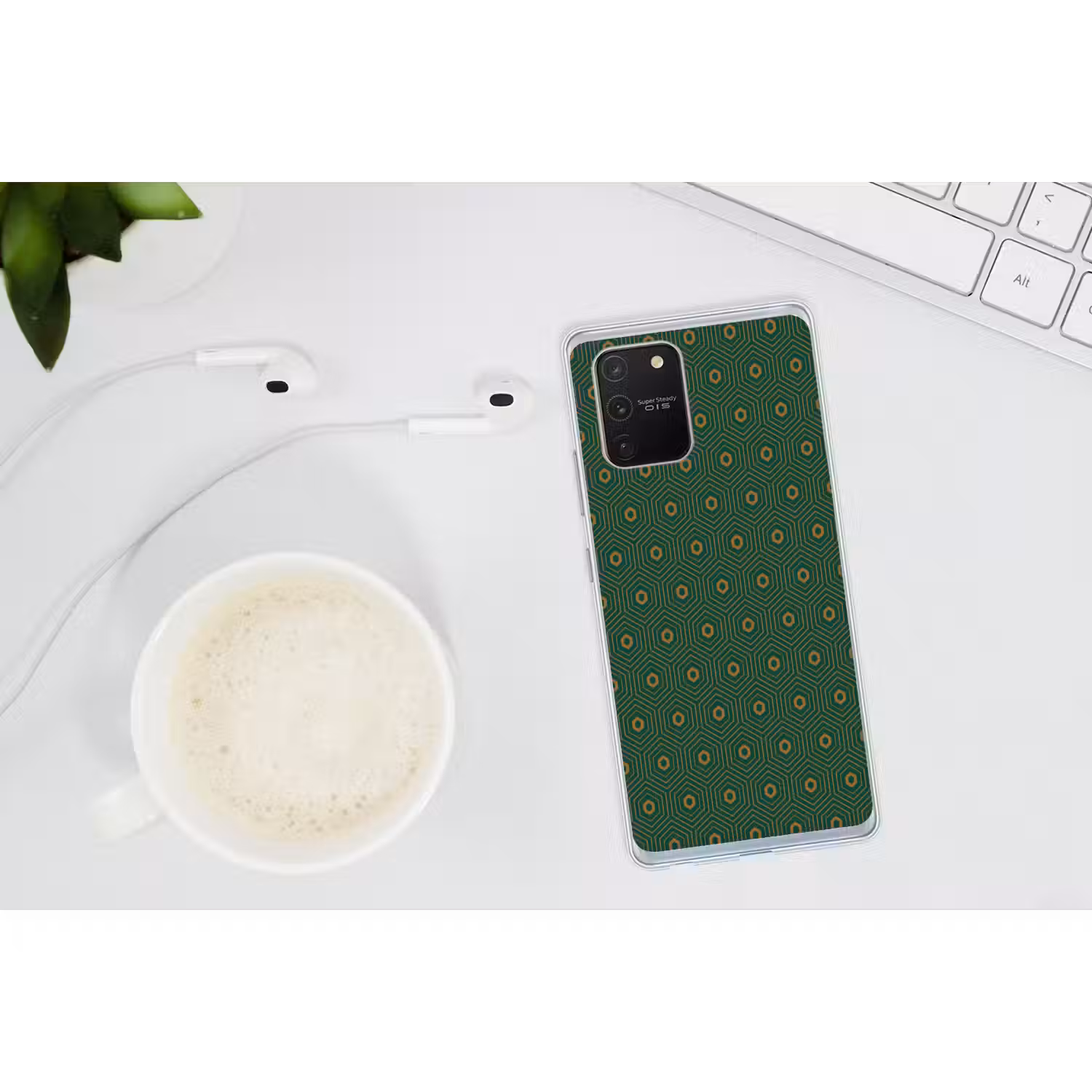 Donkergroen - Modern - Patroon - Goud Telefoonhoesje Samsung Galaxy S10 Lite klein 364 -oordopS10Lite