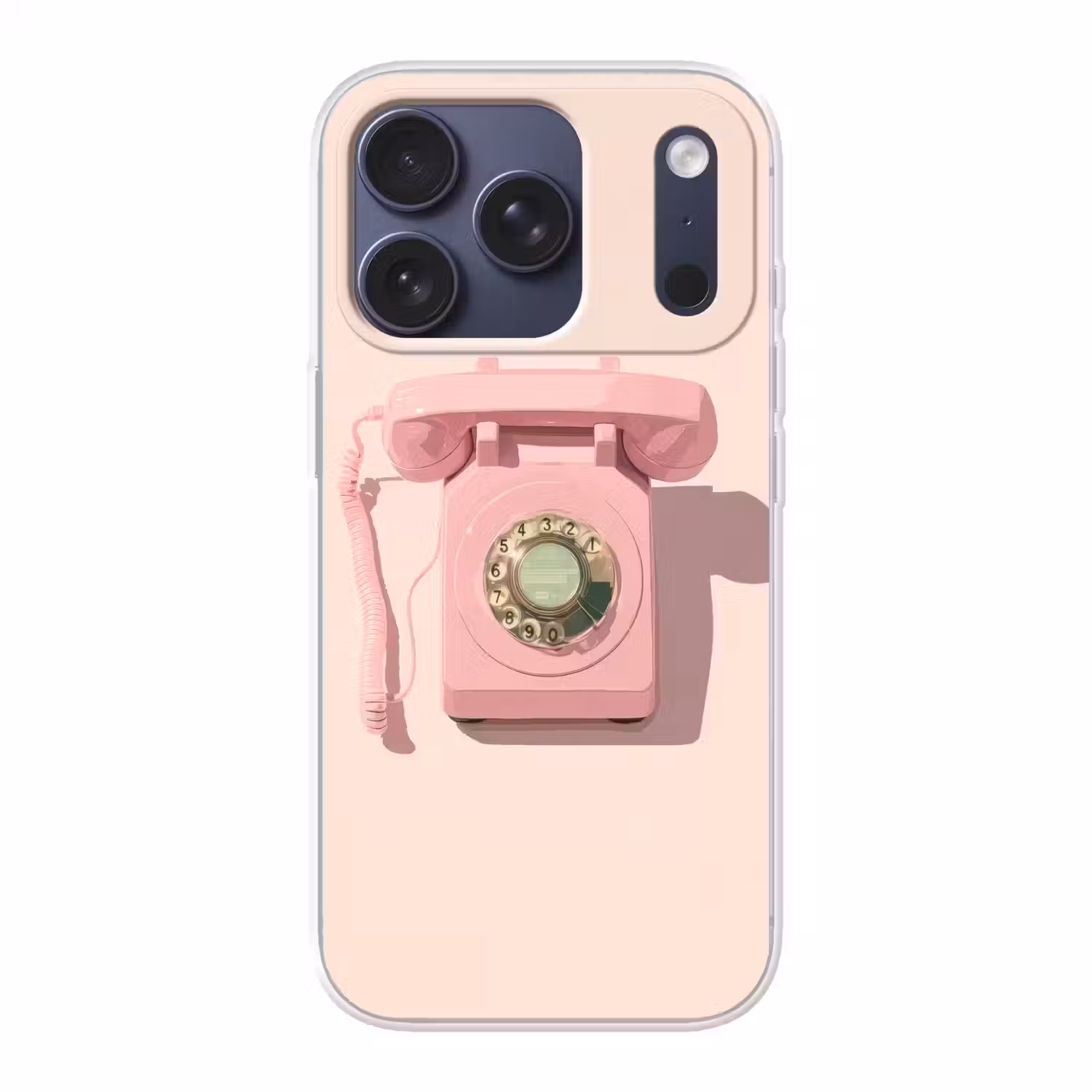 Draaischijftelefoon - Retro - Roze Telefoonhoesje iPhone 17 Pro klein -3d